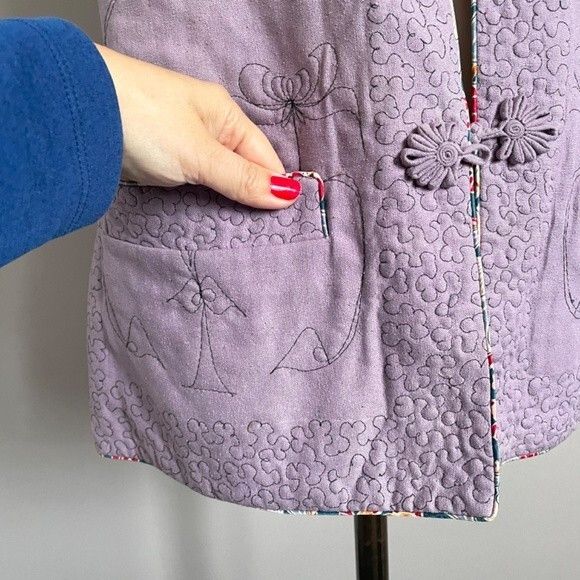 Vintage Vintage Chinese Floral Quilted Silk Vest - Reversible! Size S / US 4 / IT 40 - 14 Thumbnail