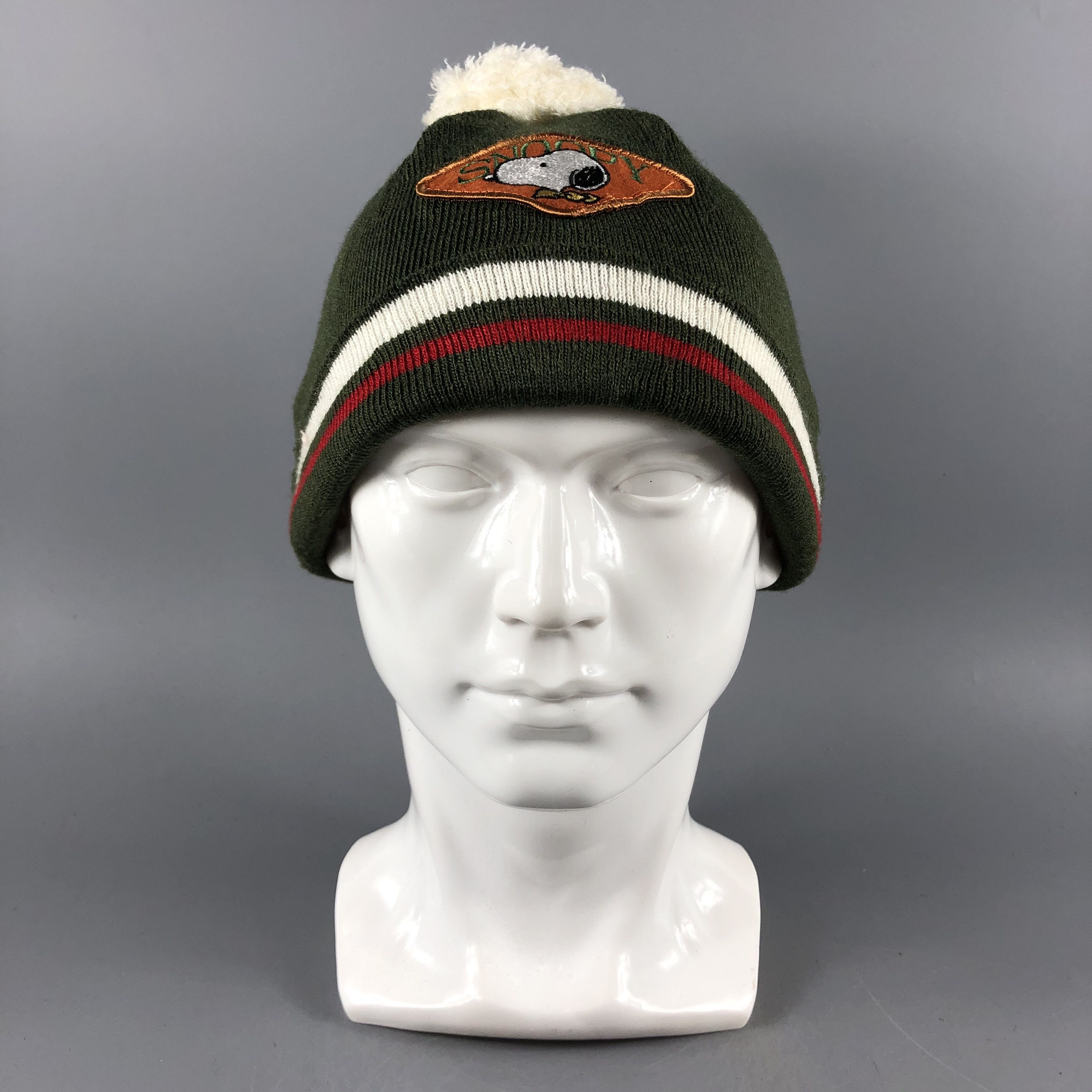 image of Vintage Snoopy Hats Stripe Beanie Bobble Snow Hat Snow Cap B663, Men's