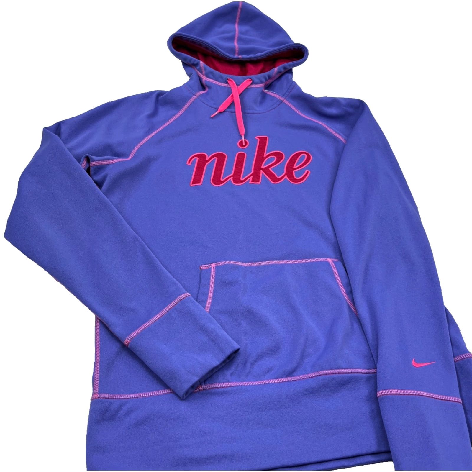 Nike Nike Hoodie Women Large Purple Pink Sweatshirt Therma Comfort Pullover All Seasons Fleece Raglan Sleeve Logo Hooded Casual Activewear Size L / US 10 / IT 46 - 4 Thumbnail