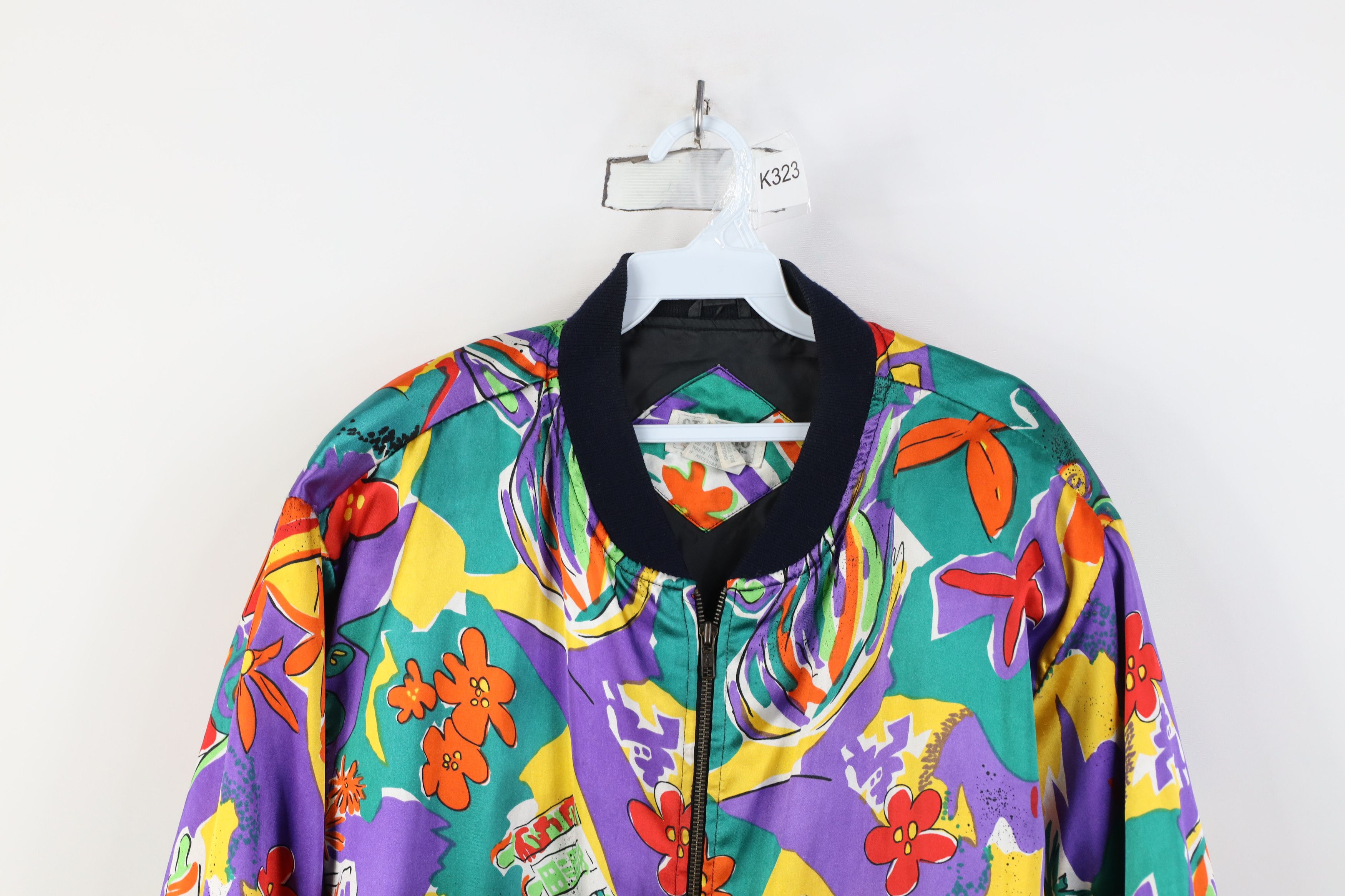 Vintage Vintage 90s Streetwear Flower Full Zip Bomber Jacket Size US L / EU 52-54 / 3 - 2 Thumbnail