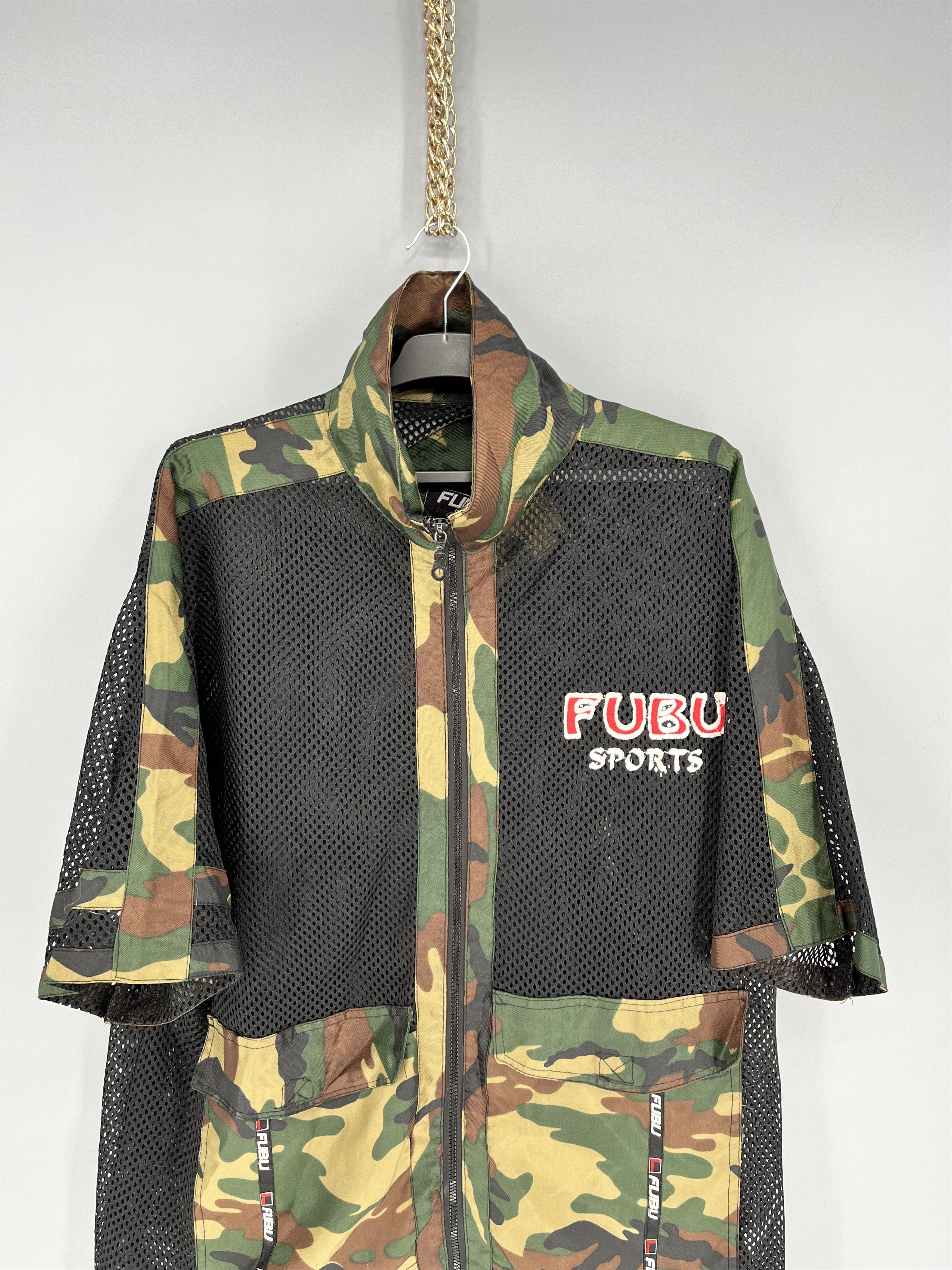 Fubu Vintage 90s Fubu Camo Sports Side Tapes Zipper Jacket Tshir Size US L / EU 52-54 / 3 - 5 Thumbnail
