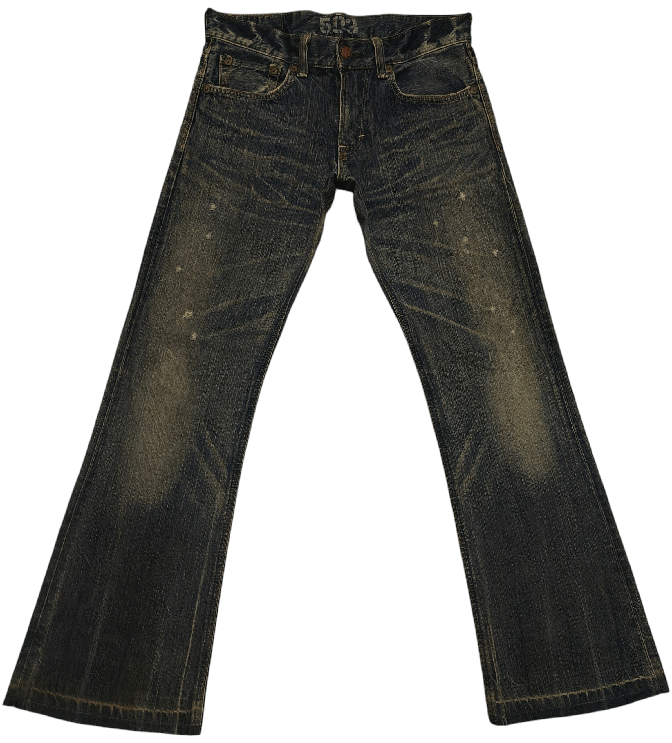 If Six Was Nine Japanese Edwin 503 Blue Trip Flare Jeans Distressed Jeans Size US 31 - 2 Thumbnail