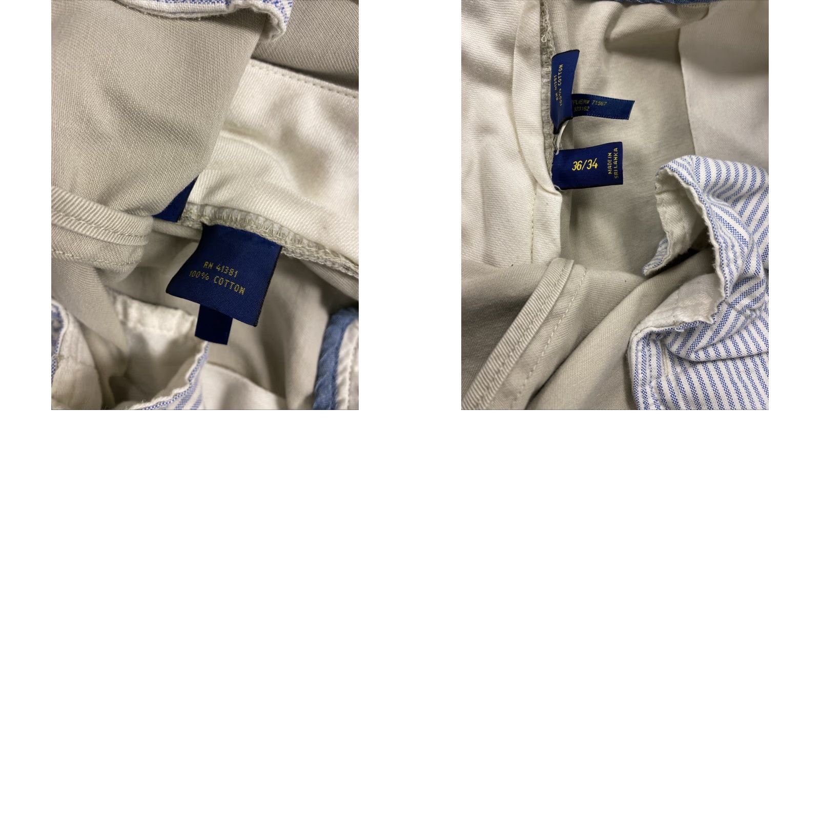 VINTAGE Polo Ralph Lauren Chino Pants Men 36 Regular Light Tan 34in Inseam Post-90s Preppy USA Mens