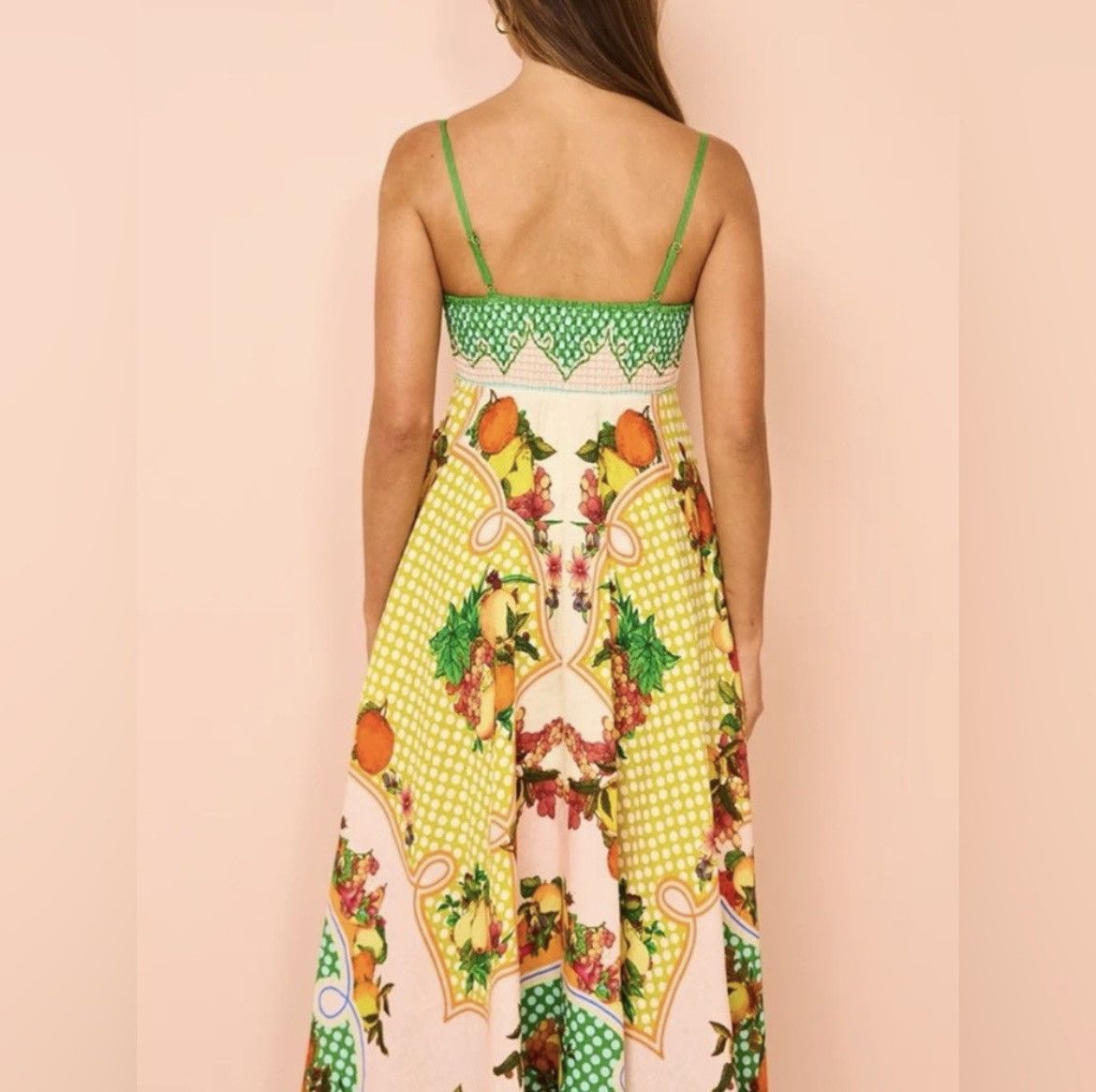 CAROLINE CONSTAS Linen Fruit Print Maxi Sundress Size S / US 4 / IT 40 - 4 Thumbnail