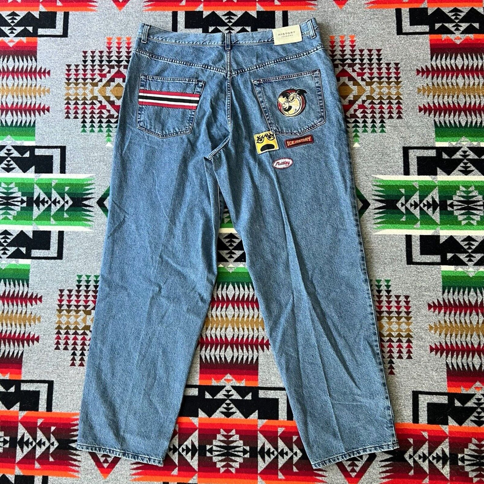 image of Iceberg History Jeans Men’S Size 40 Muttley Hanna Barbera Blue Vintage Y2K D1 in White, Men's