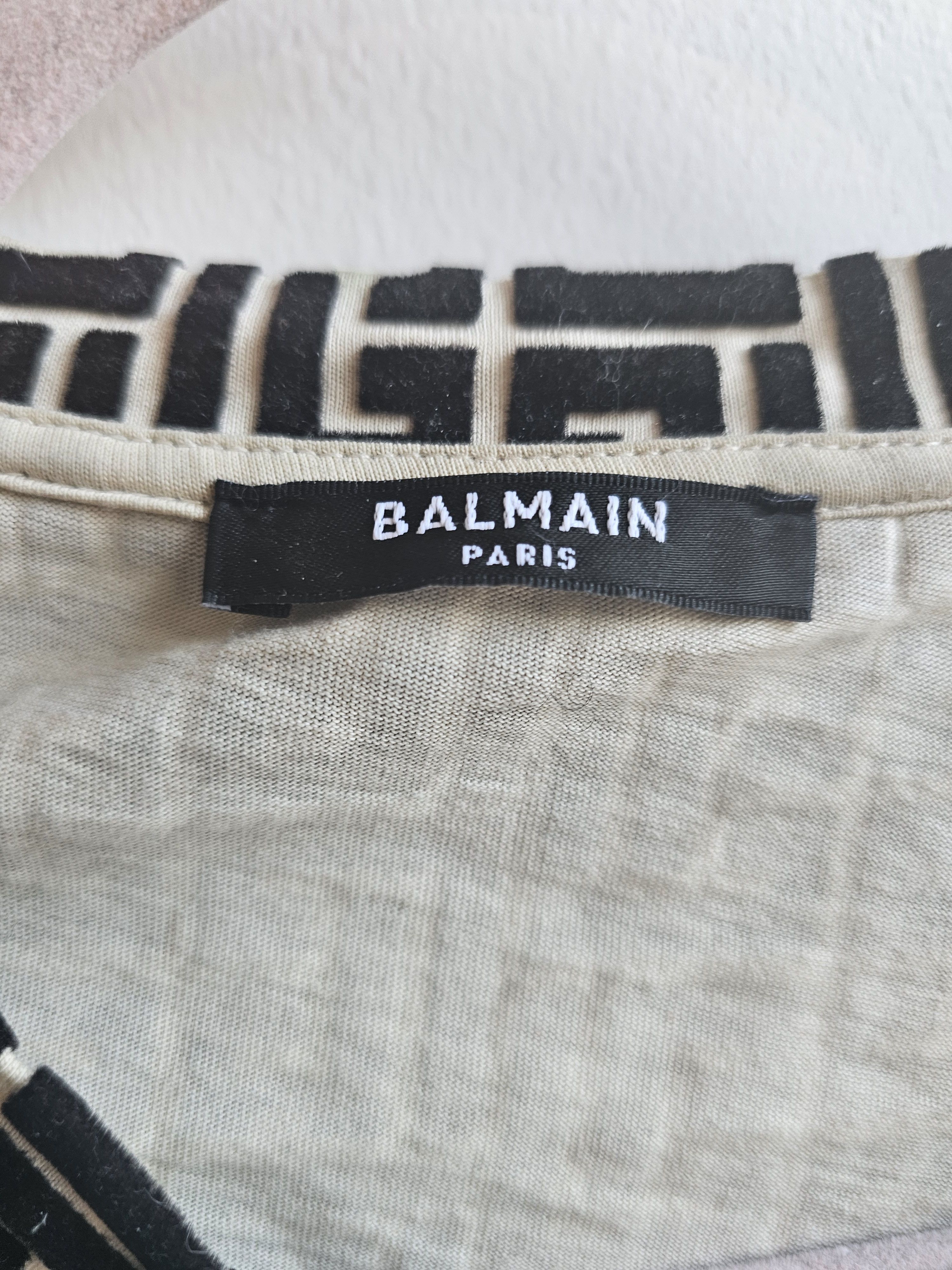 Balmain ◇LIKE NEW◇ BALMAIN Organic Cotton Flocked Monogram SS Tee Size US XL / EU 56 / 4 - 5 Thumbnail