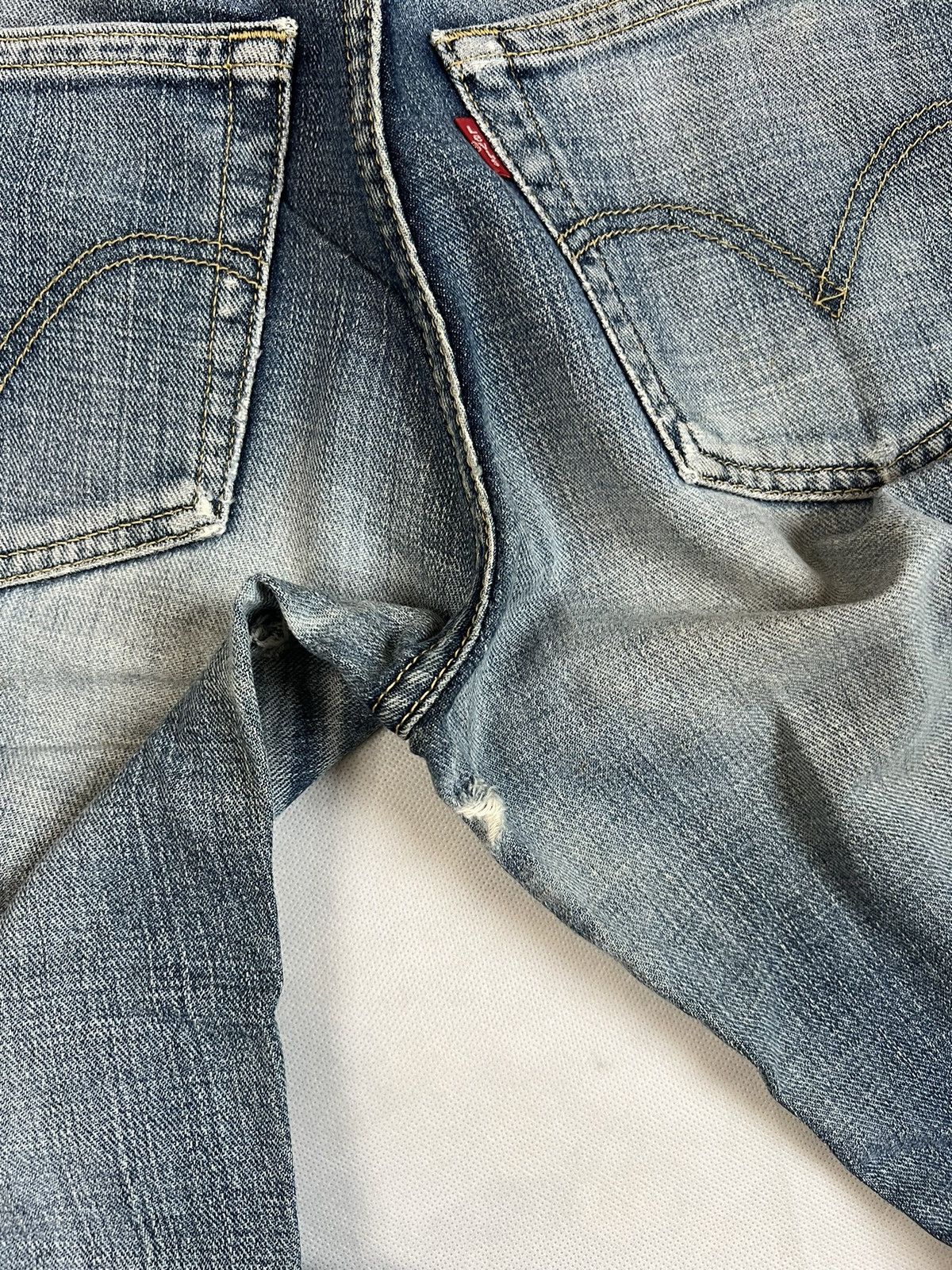 LVC × Levi's Vintage Clothing Vintage 90's Levis Distressed And Aging Karakuri Denim Size US 29 - 18 Thumbnail