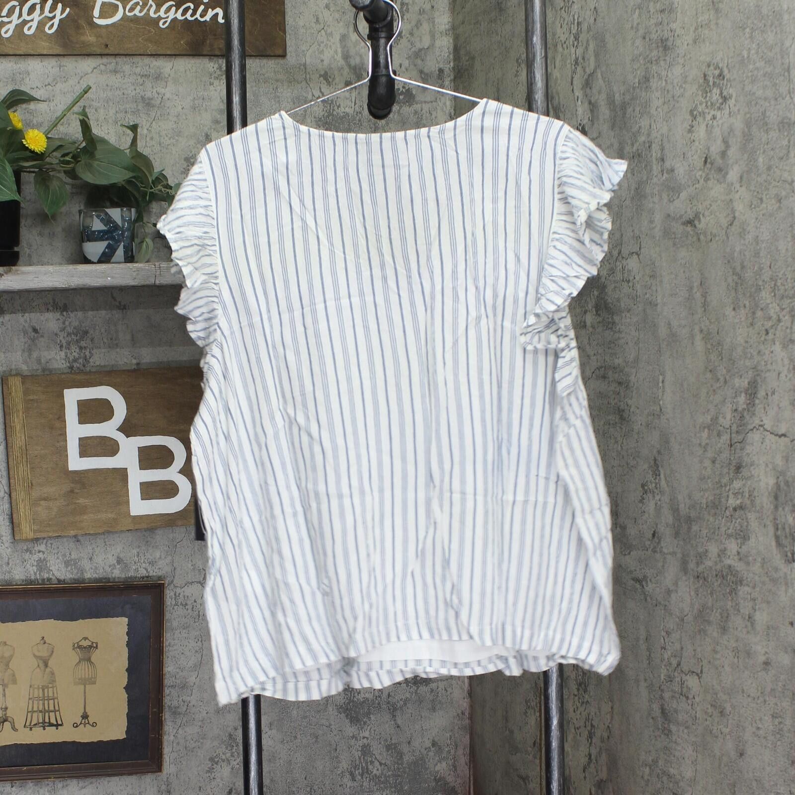 Other Nwt Black Tape Striped Flutter-sleeve Top 1x Blue Stripe Size XL / US 12-14 / IT 48-50 - 2 Thumbnail
