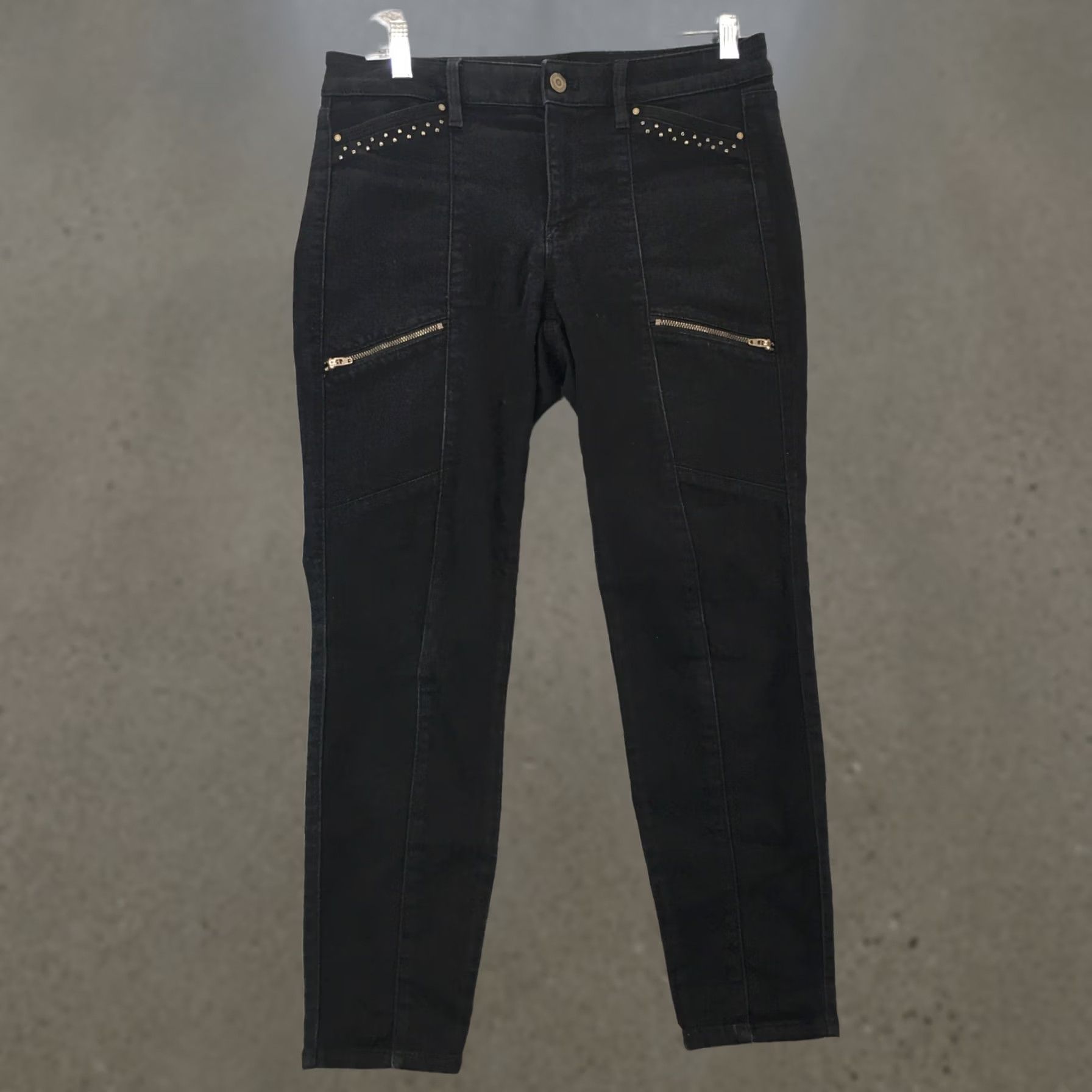 Vintage The Skinny Ankle Jeans Jeggings Black Studded Womens Mid Rise Button Zip Fly 4 Size 27" / US 4 / IT 40 - 1 Thumbnail