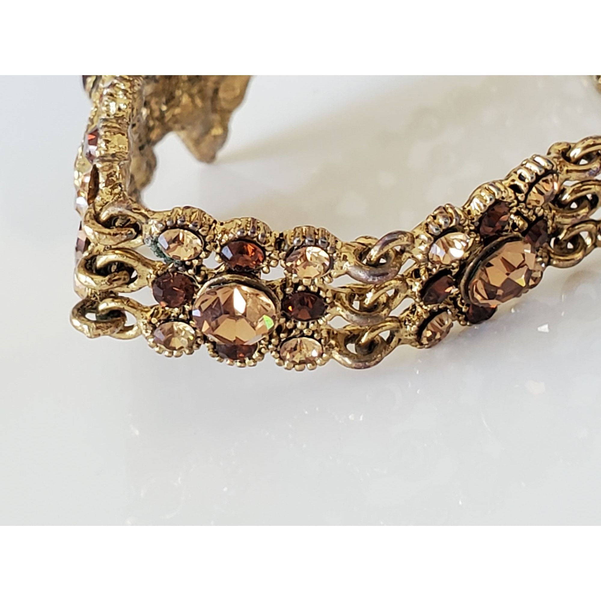Vintage Vintage Brown and Amber Rhinestone Panel Bracelet Size ONE SIZE - 6 Thumbnail