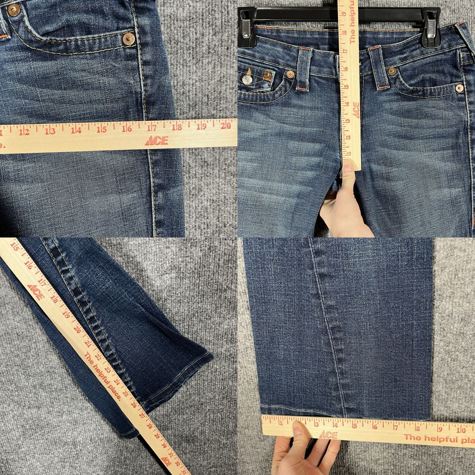 True Religion True Religion Jeans Flared Vintage Women SZ 31 Blue Denim 5-Pocket Distressed Stretch USA Flare 27in Inseam Size 24" / US 00 / IT 34 - 10 Thumbnail