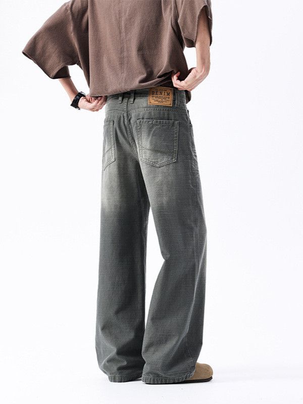 Vintage Men's high street whiskering washed distressed loose jeans Size US 32 / EU 48 - 5 Thumbnail