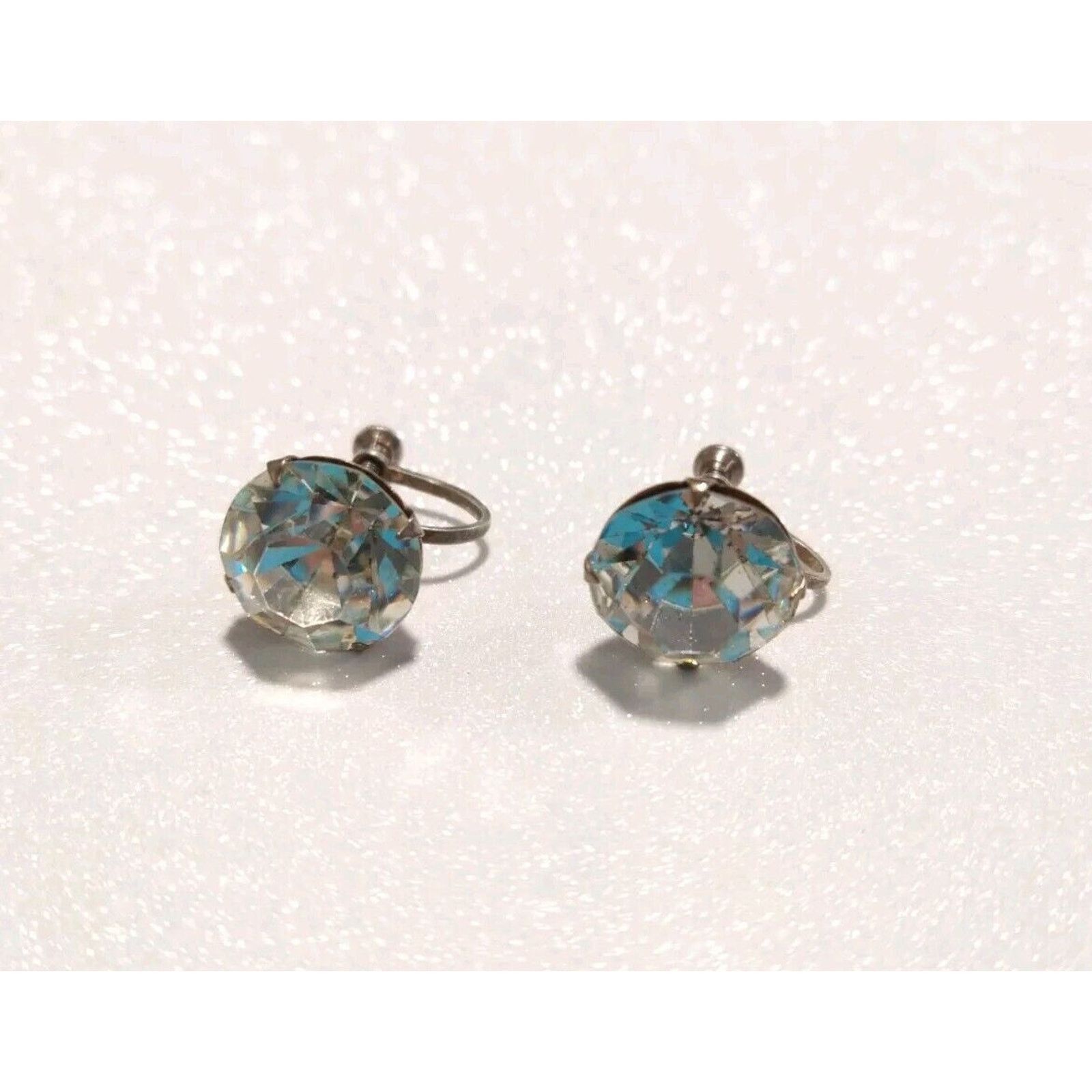 The Unbranded Brand Vintage Sterling Silver 925 Crystal Screw Back Stud Earrings Size ONE SIZE - 6 Thumbnail