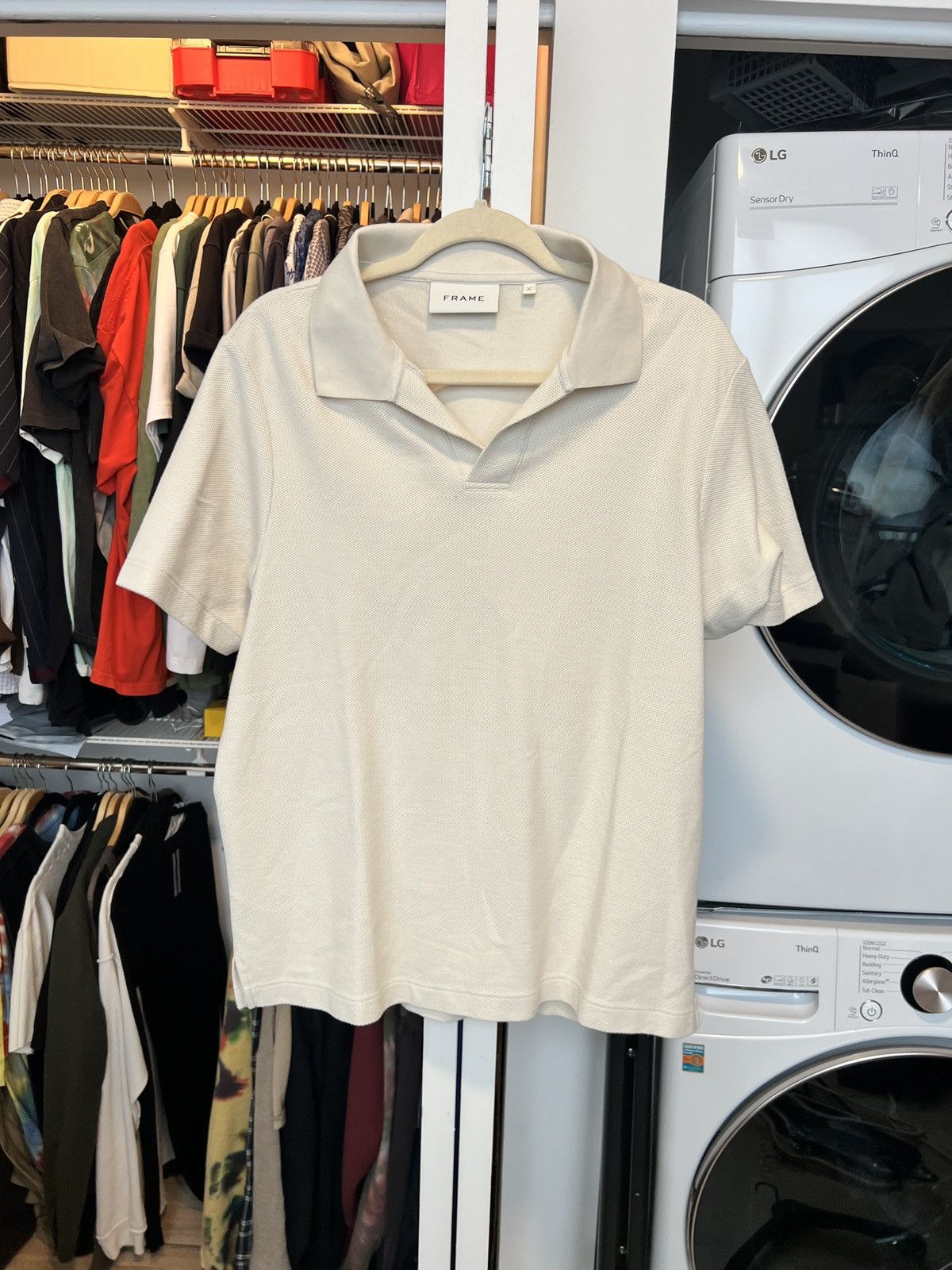 Frame Frame Luxury Knit Polo Shirt Cream White Large Size US L / EU 52-54 / 3 - 1 Thumbnail