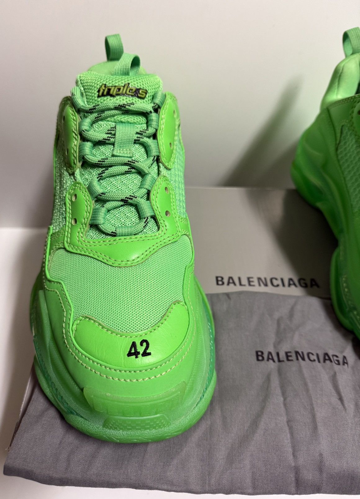 Balenciaga BALENCIAGA TRIPLE S GREEN NEON TRAINERS SZ 42 Size US 9 / EU 42 - 5 Thumbnail