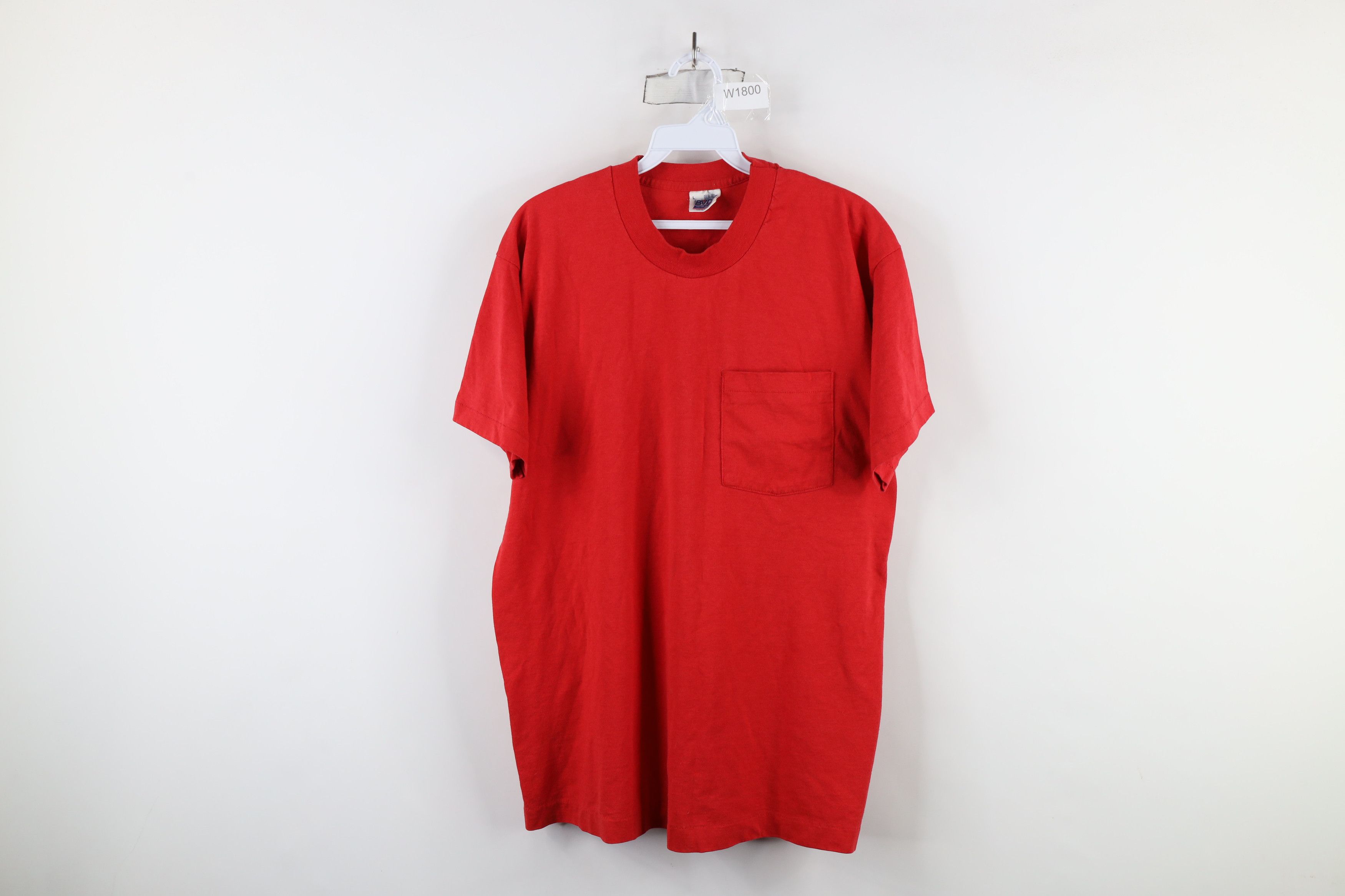 Vintage Vintage 90s Streetwear Blank Pocket T-Shirt Red USA Size US L / EU 52-54 / 3 - 1 Thumbnail
