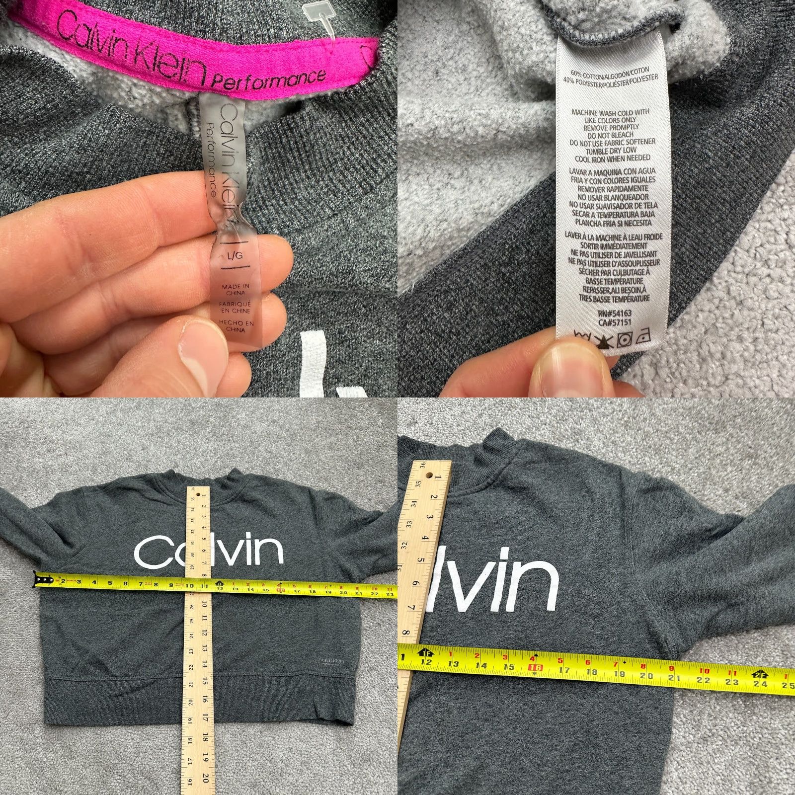 Calvin Klein Calvin Klein Performance Cropped Sweatshirt Womens Large Gray Graphic Pullover Size L / US 10 / IT 46 - 8 Thumbnail