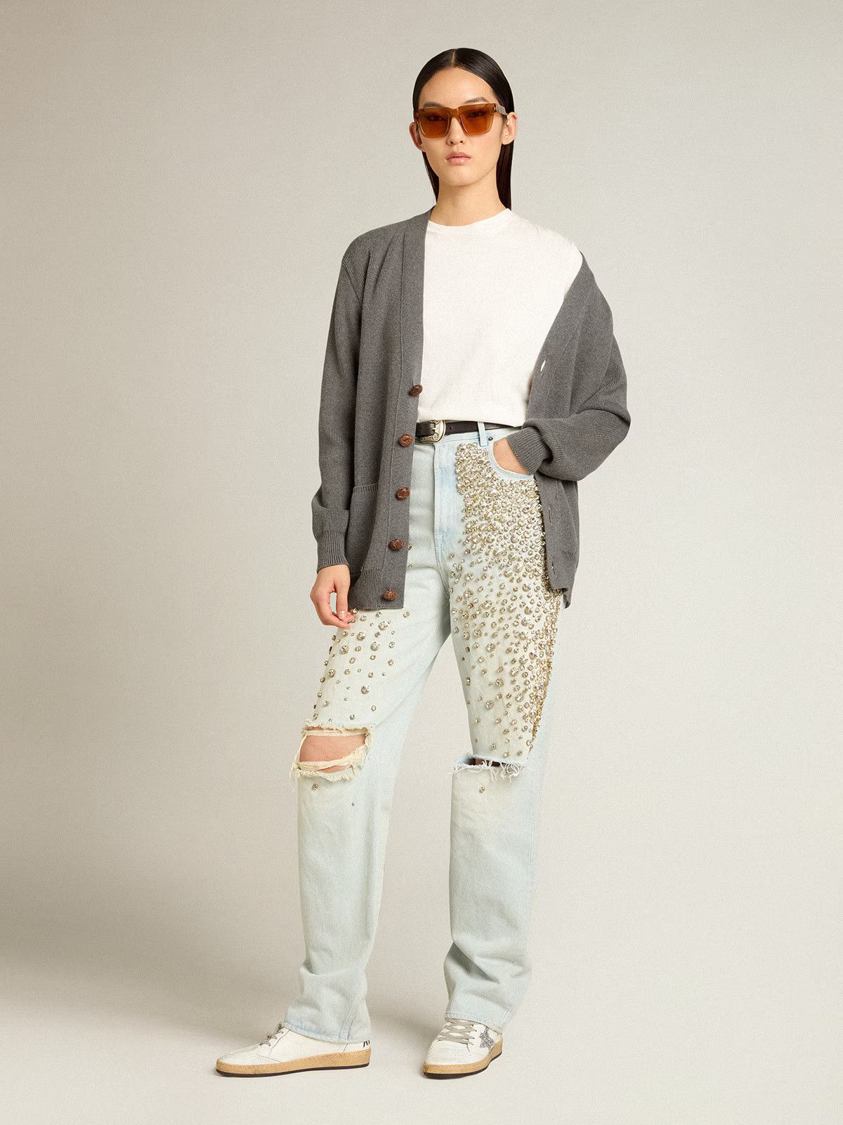 Golden Goose o1s22i1n1224 Crystal Stones Jeans in Light Blue Size 26" / US 2 / IT 38 - 3 Thumbnail
