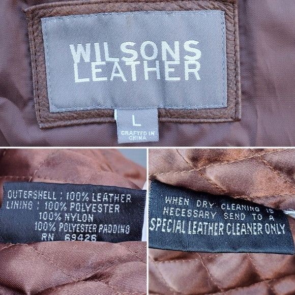 Vintage × Wilsons Leather Vintage 90s y2k Wilsons Brown Leather Insulated Midi Coat Size L / US 10 / IT 46 - 6 Thumbnail