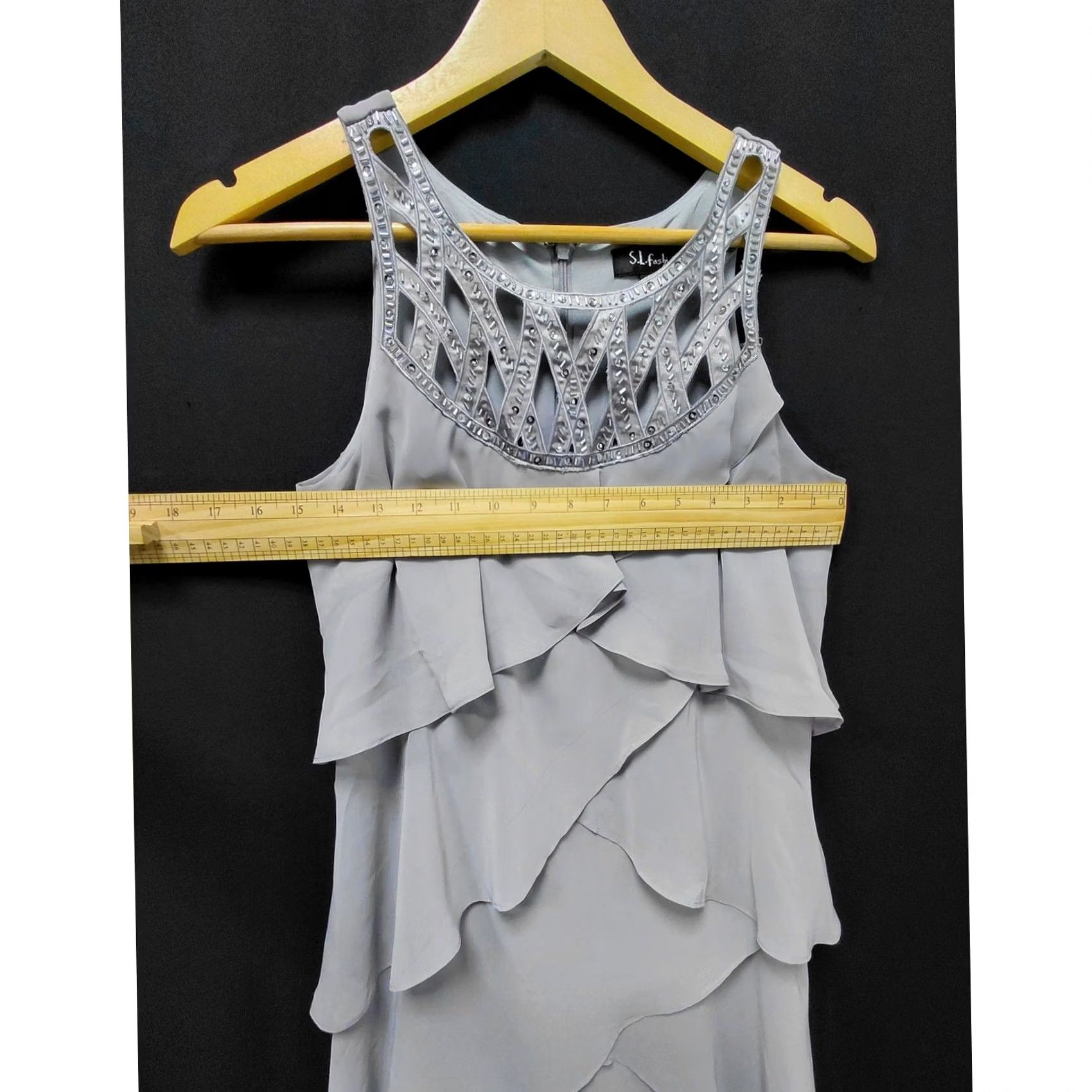 Vintage S.L. Fashions Gray Layered Sleeveless Knee Length Dress Women Size 8 Size M / US 6-8 / IT 42-44 - 7 Thumbnail