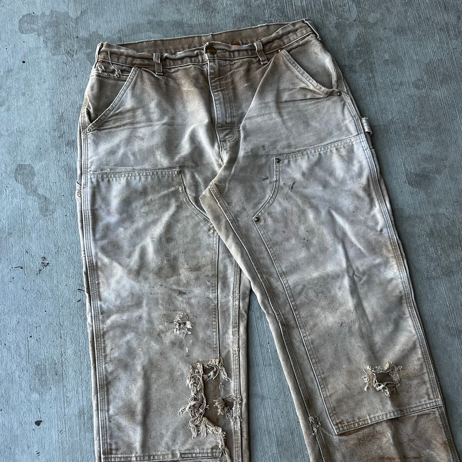 Carhartt × Vintage Carhartt faded brown double knee work wear carpenter pants Size US 33 - 2 Thumbnail