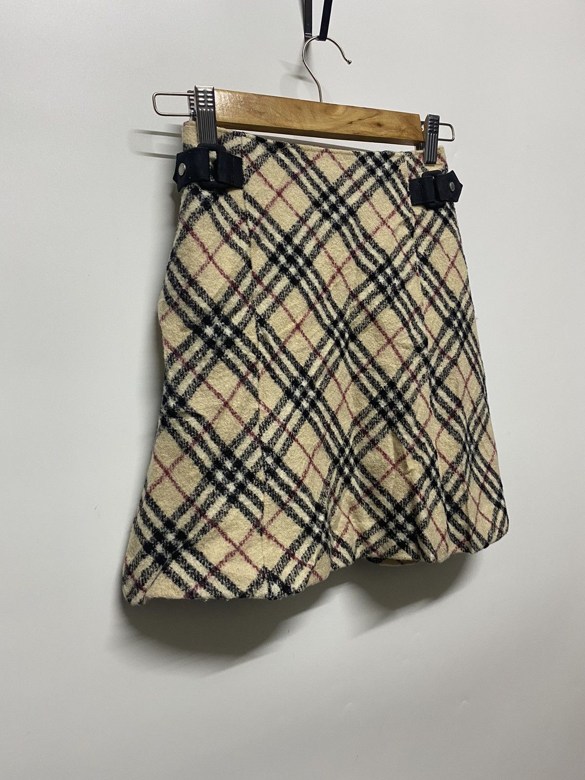 Burberry × Vintage BURBERRY London Wool Mini Skirt Plaid Nova Check One Pocket Size 23" - 3 Thumbnail
