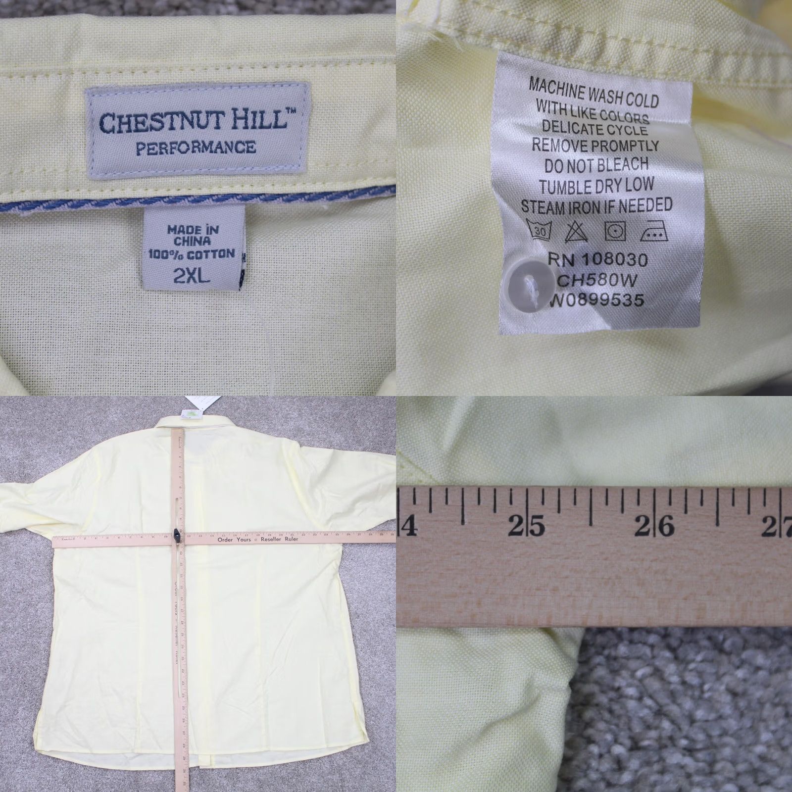 Vintage Chestnut Hill Shirt Mens 2XL Yellow Button-Down 100% Cotton NWT L/S Shirt Button-Up Casual Formal Size US XXL / EU 58 / 5 - 8 Thumbnail