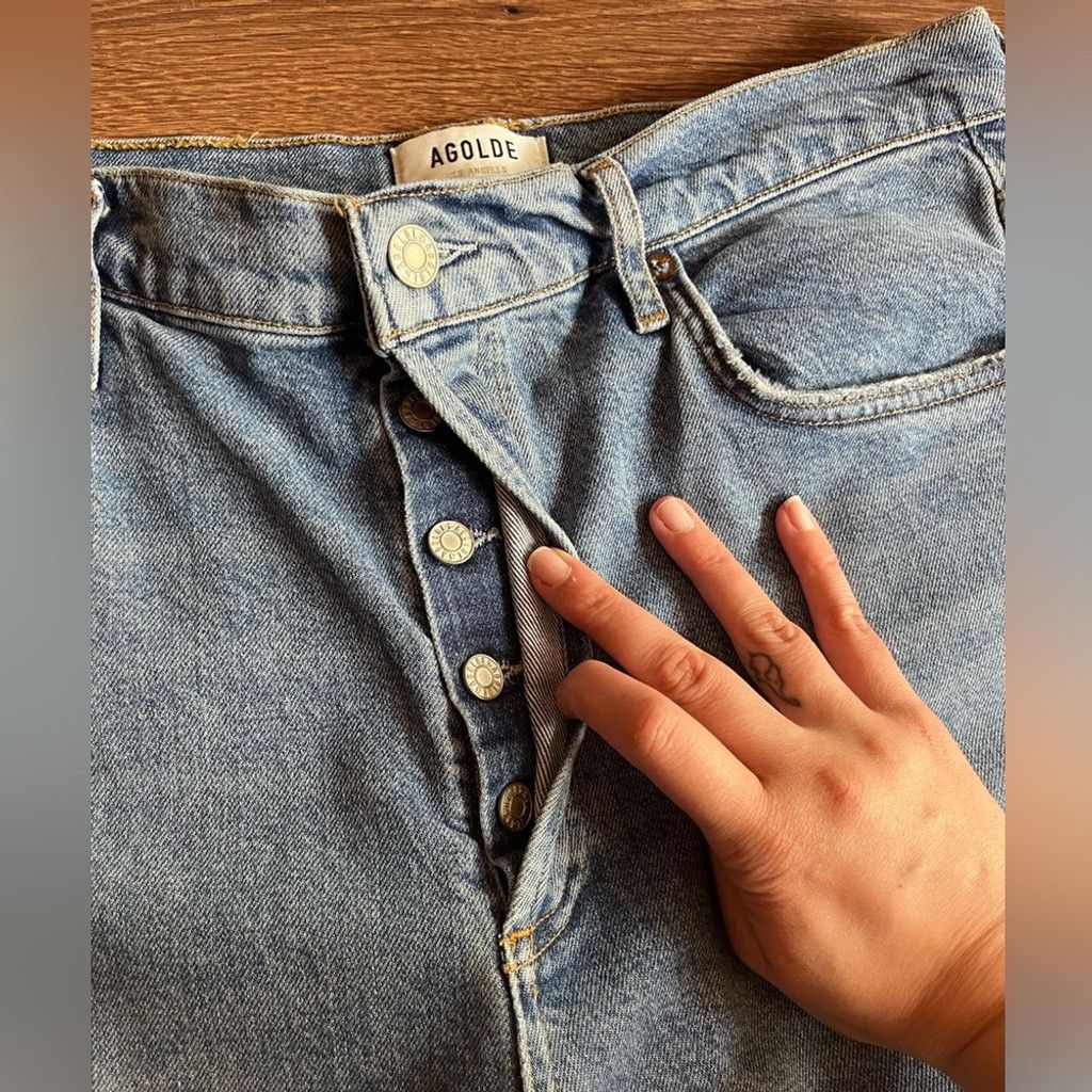 Agolde 👖 AGOLDE Riley Ripped Lightwash Denim Jeans – Size 32 Size 32" / US 10 / IT 46 - 3 Thumbnail