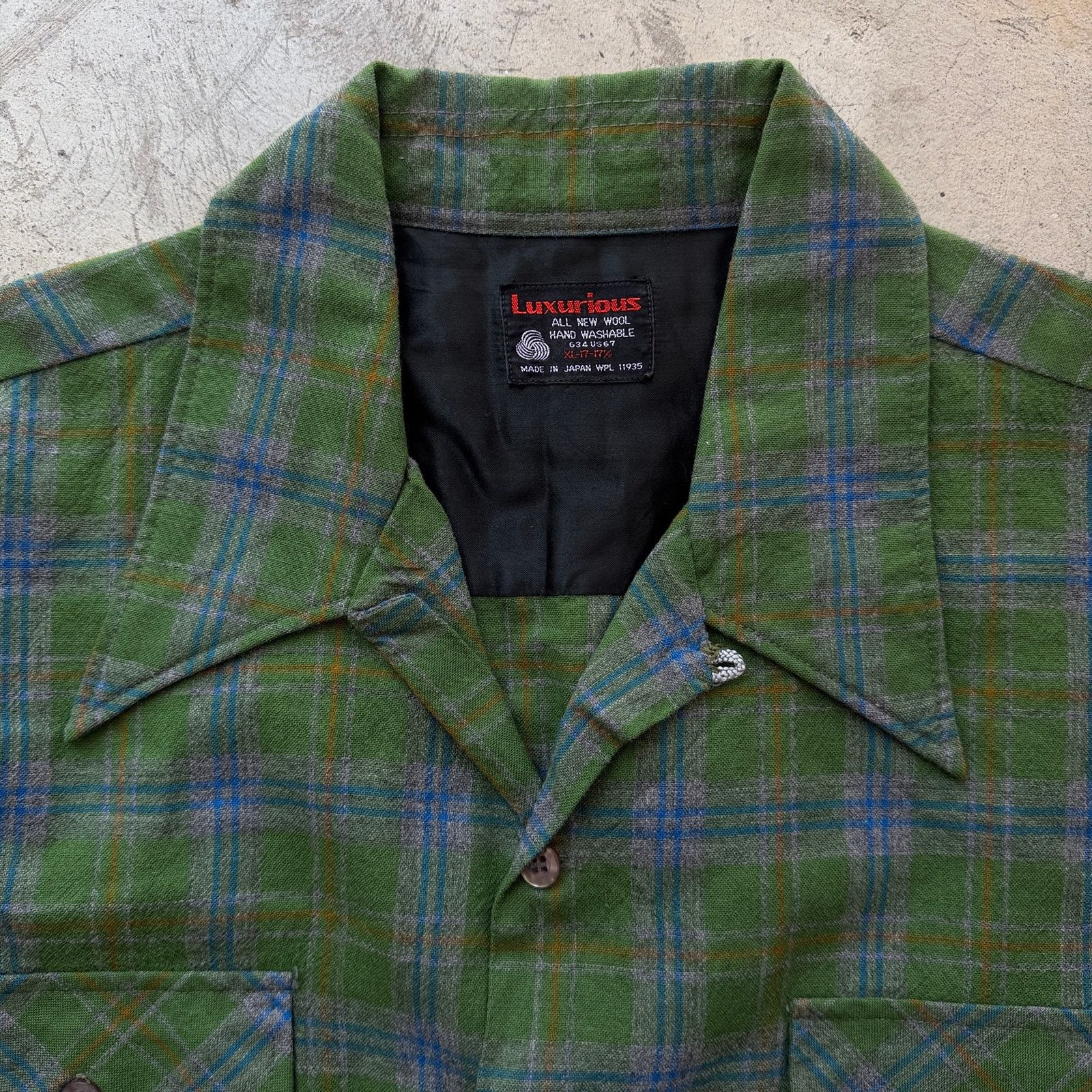 Other 70s Luxurious Plaid Dagger loop Collar Wool board Shirt Size US XL / EU 56 / 4 - 2 Thumbnail
