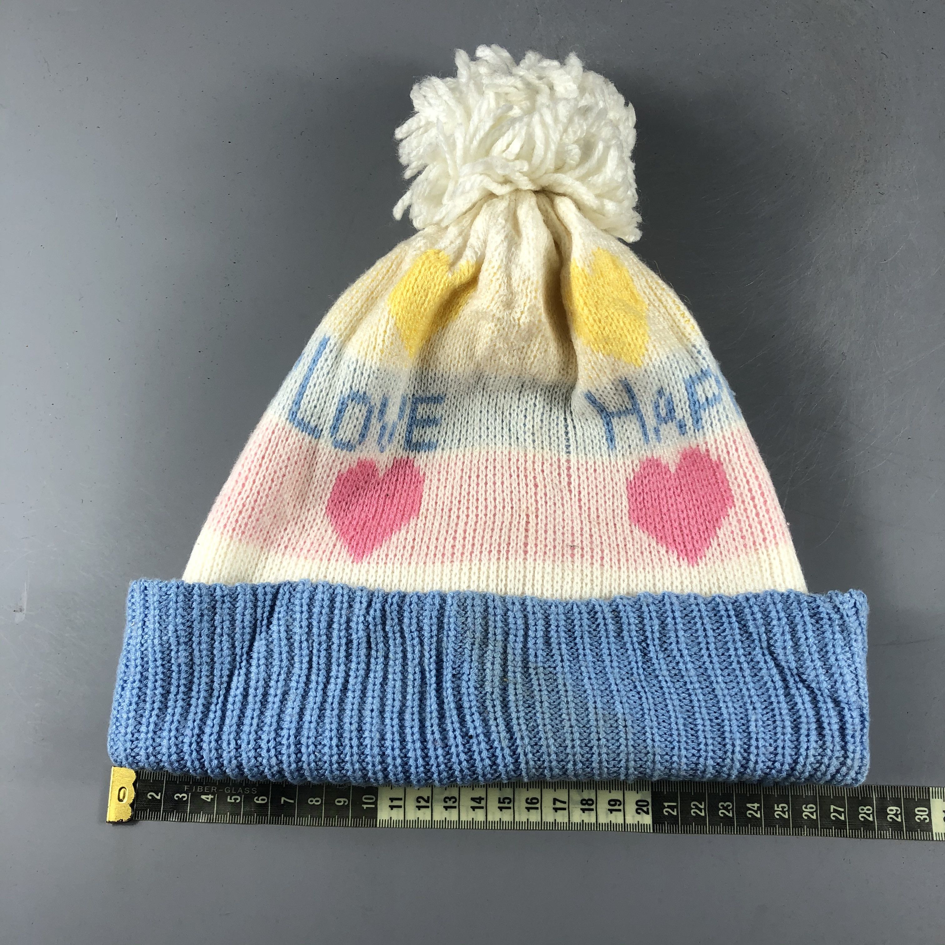 Japanese Brand × Vintage Womens "Happy Love" Booble Beanie Snow Hat Snow Cap -D151 Size ONE SIZE - 4 Thumbnail