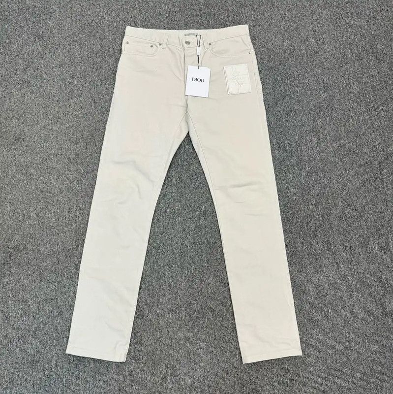 Dior Dior Men's Casual Trousers in White Cotton 0089 Size US 27 - 1 Thumbnail