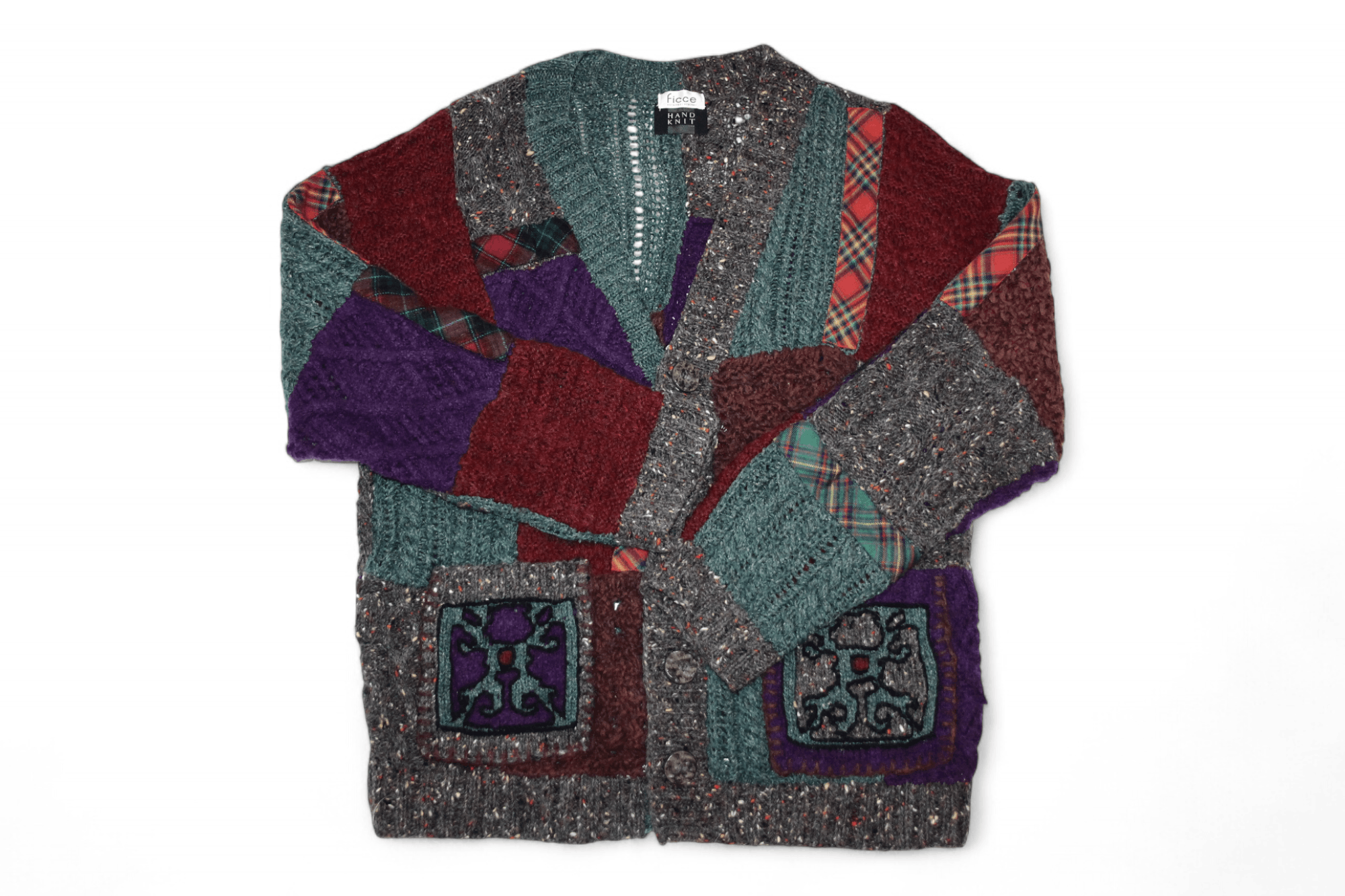 Yoshiyuki Konishi FICCE Yoshiyuki Konishi Boro Patchwork Crochet Knit Cardigan Size US L / EU 52-54 / 3 - 8 Thumbnail
