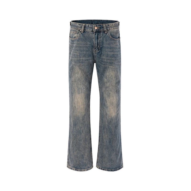 image of Vintage Boot Cut Distressed Micro Rugged Jeans in Washed Gray, Men's (Size 32)
