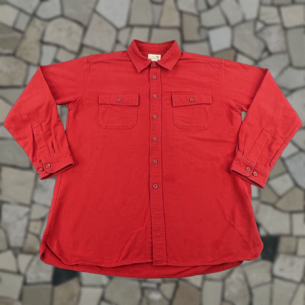 Vintage Vintage LL Bean Men's Flannel Shirt XL Red Casual Workwear Outdoor 90s Button Up Size US XL / EU 56 / 4 - 1 Thumbnail