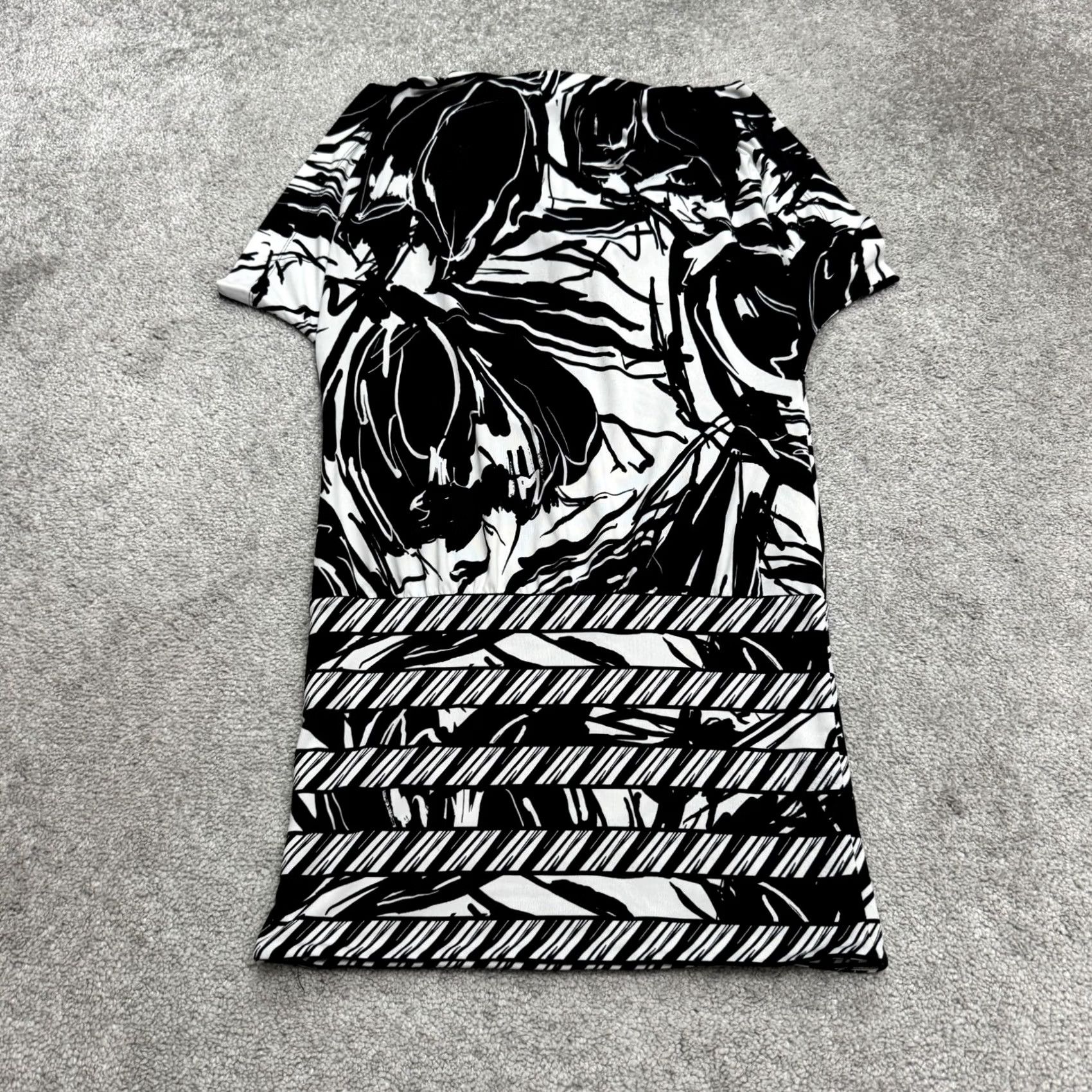 Bcbgmaxazria BCBGMAXAZRIA Abstract Floral Midi Shift Dress Womens XS Black White Cowl Neck Size XS / US 0-2 / IT 36-38 - 2 Thumbnail