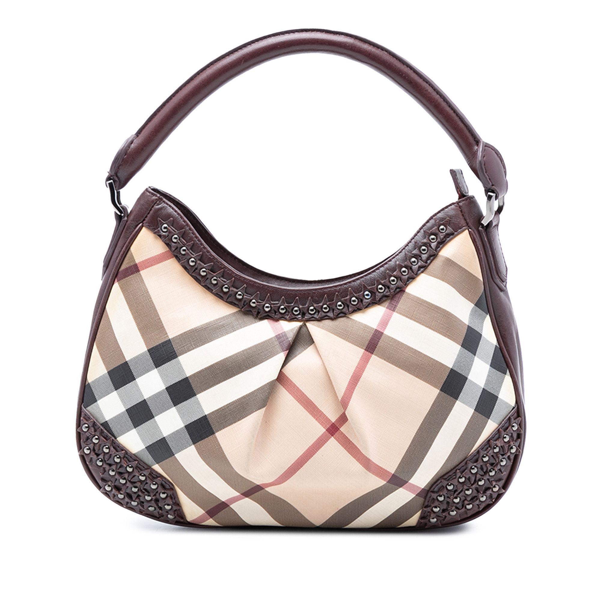 Burberry BURBERRY Nova Check Blue Label Shoulder Bag Wool Brown