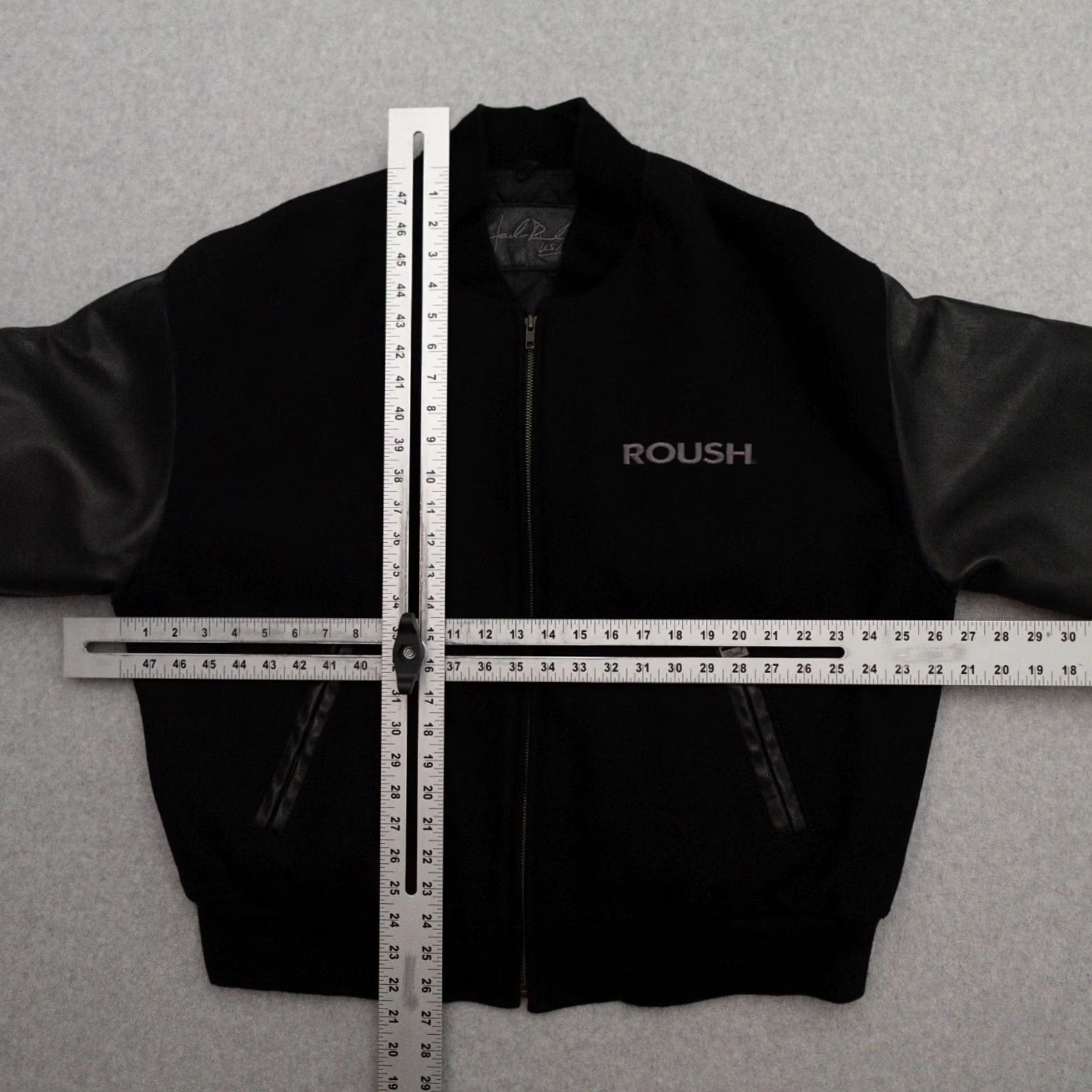 Vintage VINTAGE ROUSH Varsity Leather Sleeve Jacket Adult XL Black Cars Racing 27x27 Size US XL / EU 56 / 4 - 2 Thumbnail