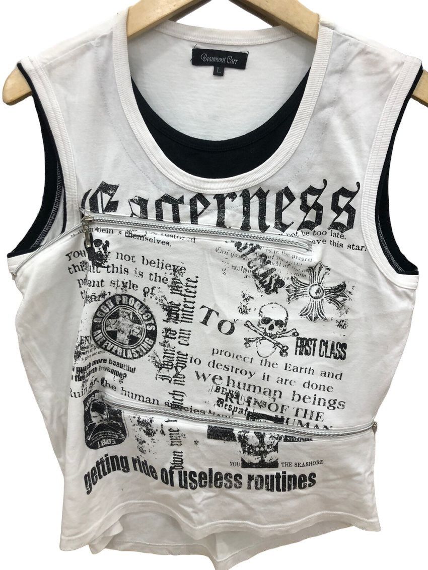 20471120 Y2k beaumont carr poem skull cross bondage zipper tanktop Size US M / EU 48-50 / 2 - 3 Thumbnail