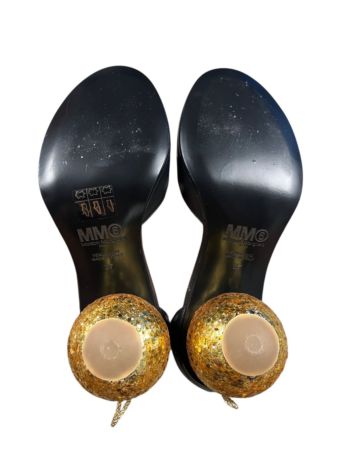 Maison Margiela Maison Margiela MM6 Black Leather Glitter Ball Heels Size US 7 / IT 37 - 15 Thumbnail