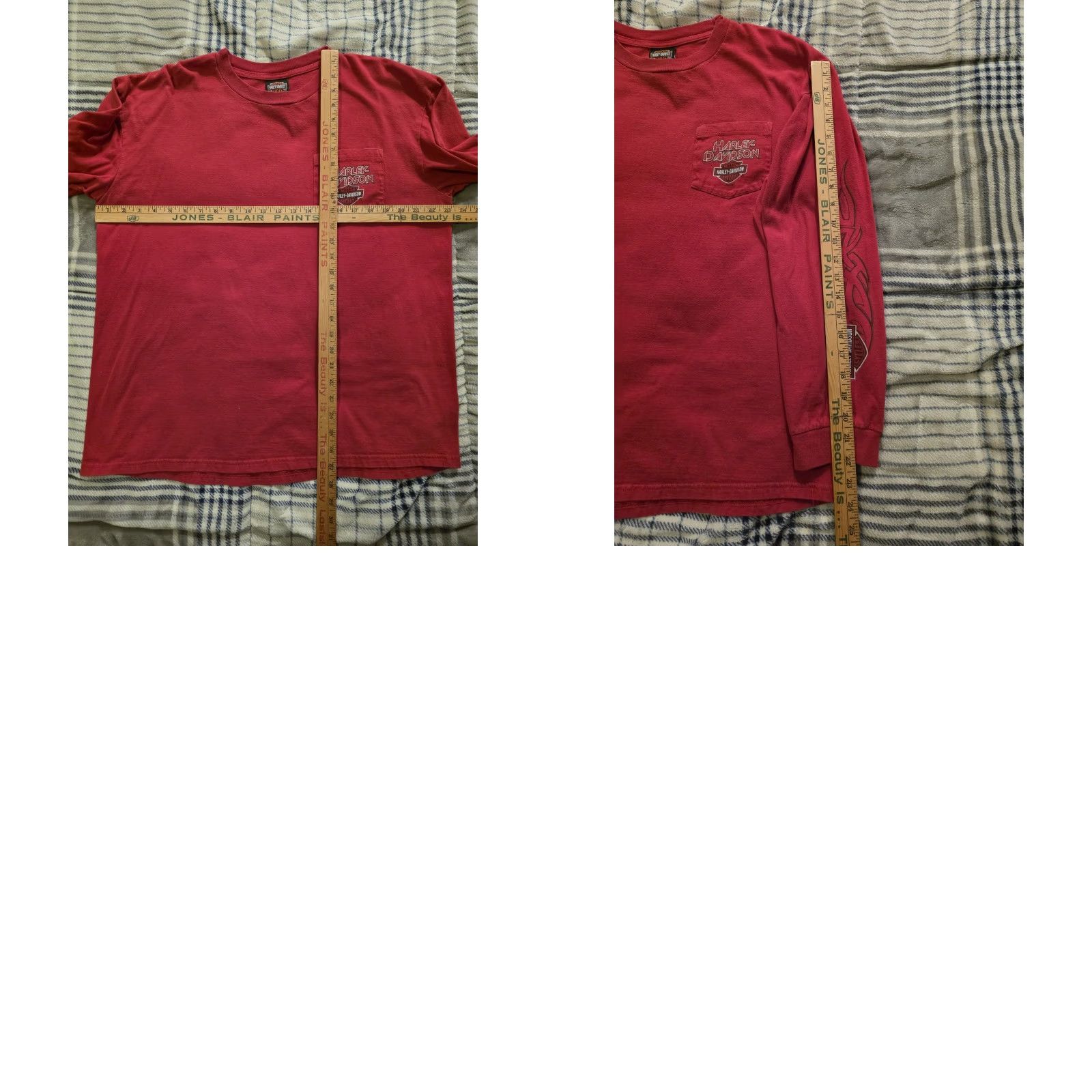 Harley Davidson VINTAGE Harley-Davidson Las Vegas Long Sleeve T-Shirt Tribal Print Sleeves Red Adult XL Size US XL / EU 56 / 4 - 8 Thumbnail