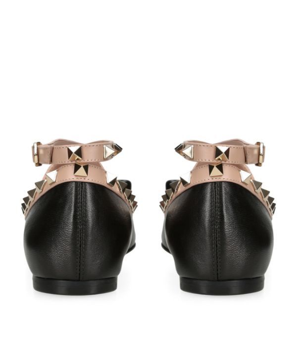 Valentino o1s22i1n0924 Silk Rockstud Ballet Flats in Black Size US 9 / IT 39 - 4 Thumbnail