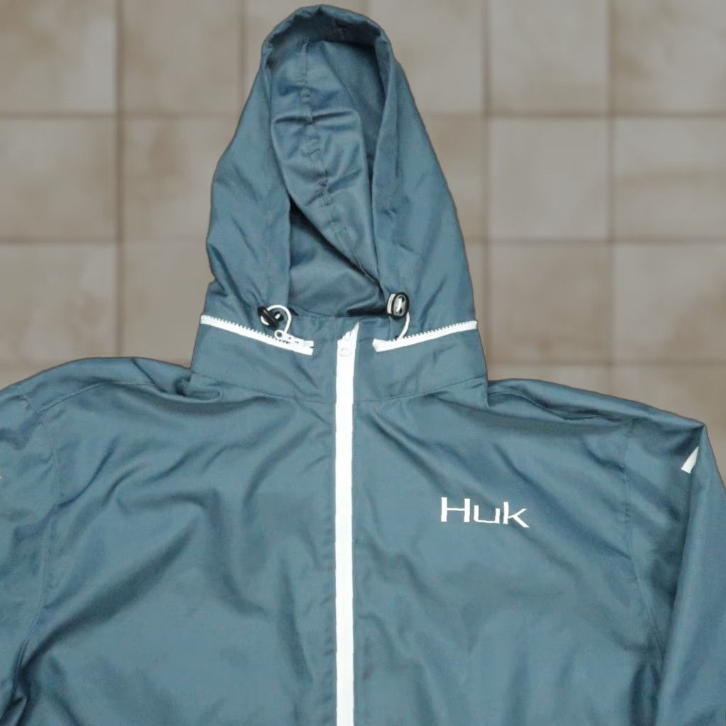 Vintage Huk Jacket Mens XL Blue Full Zip Hooded Windbreaker Pockets Size US XL / EU 56 / 4 - 1 Thumbnail