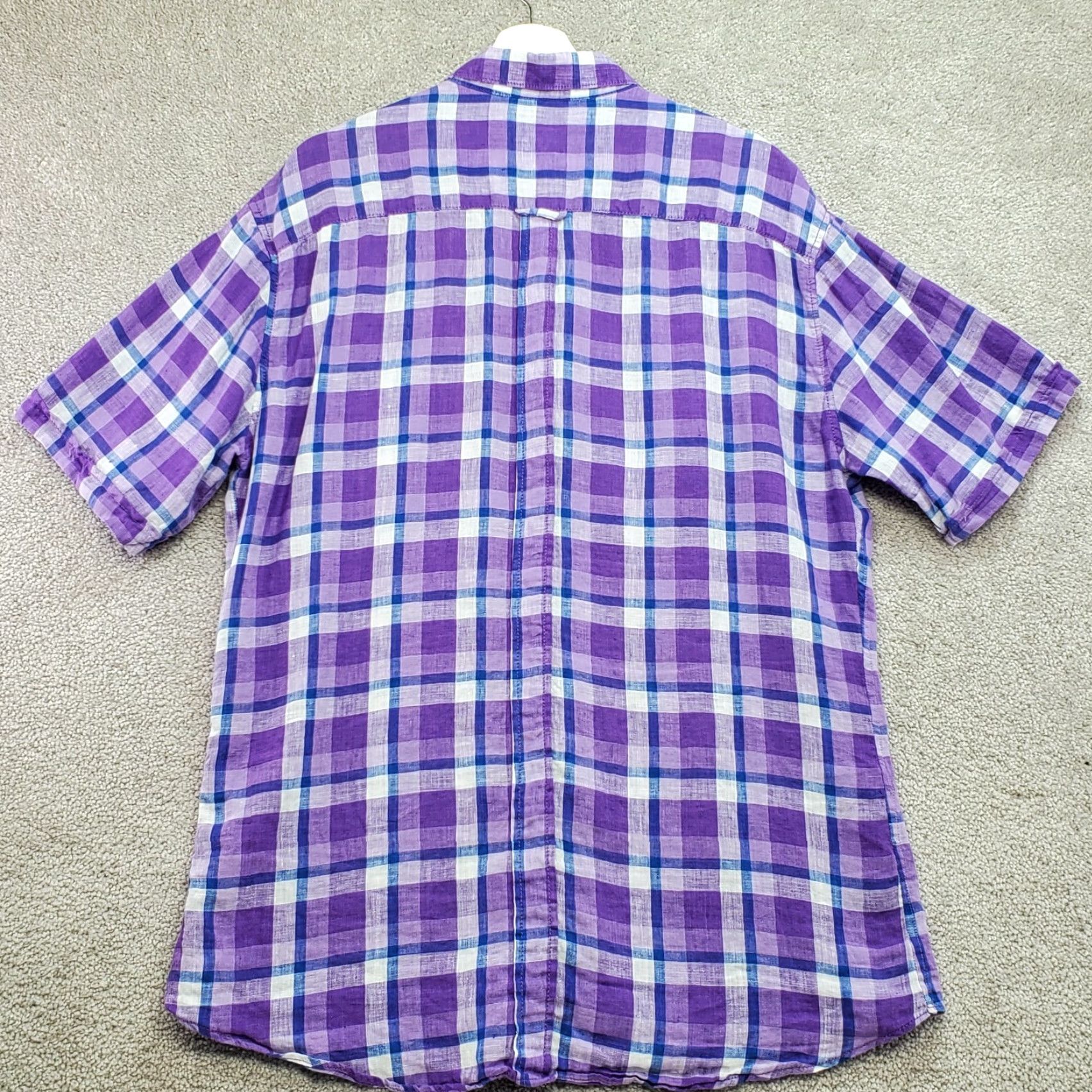 BUGATCHI Bugatchi Uomo Shaped Fit Shirt Men XL Multi Plaid Linen Short Sleeve Button-Up Shirt Size US XL / EU 56 / 4 - 4 Thumbnail