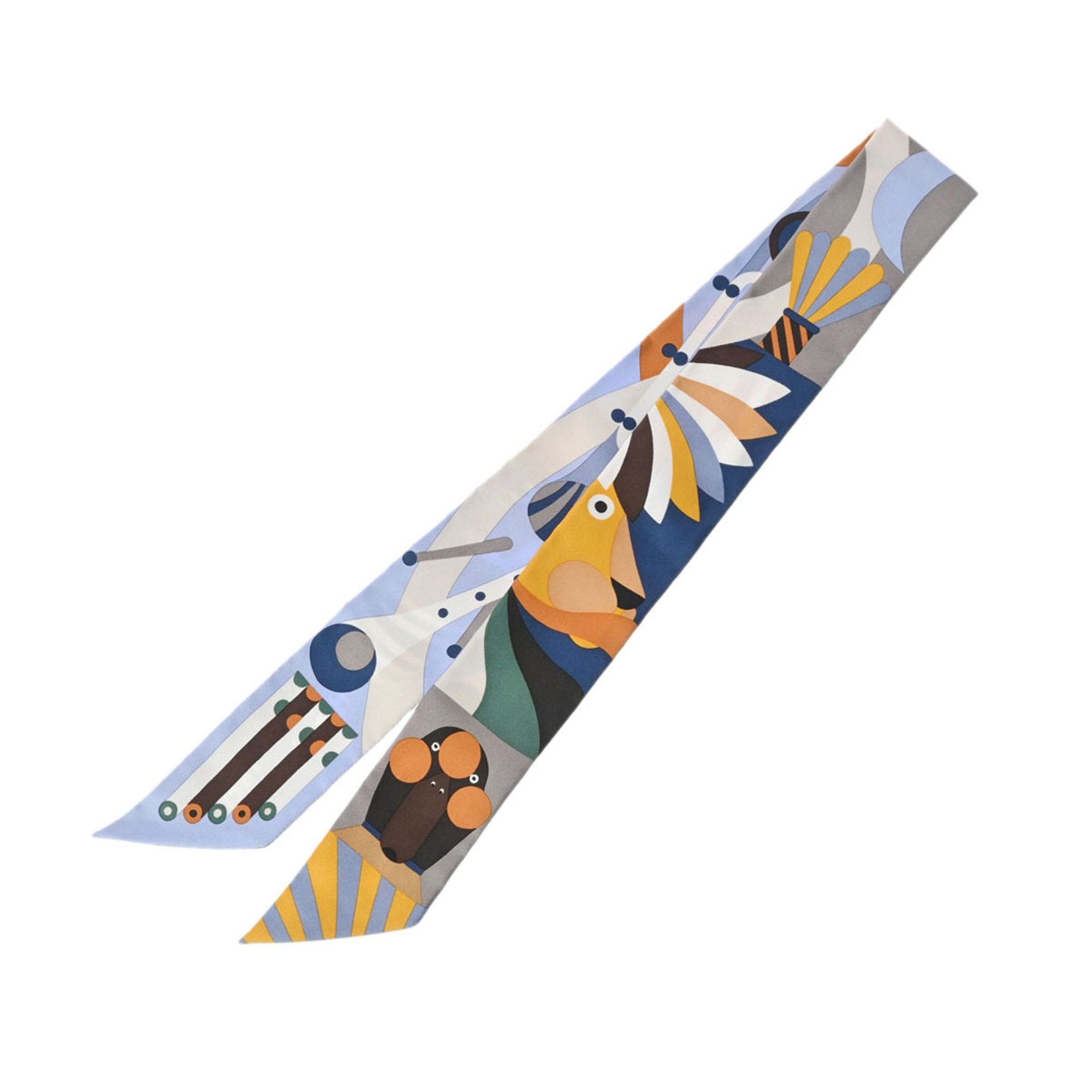 image of Hermes Twilly Parade En Fanfare Light Blue - Women's 100% Silk Scarf Muffler