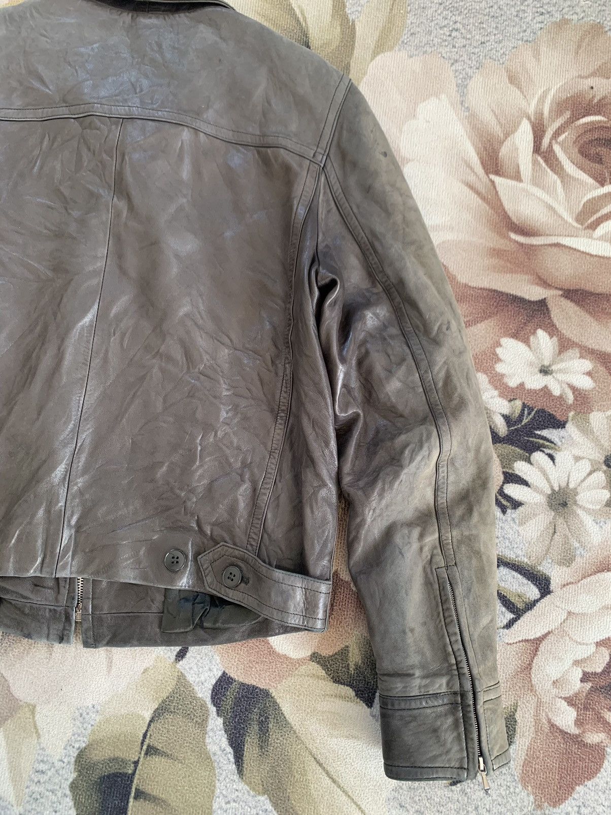 agnes b. Sun Faded Agnes B Special Leather Jacket Riri Zipper Size S / US 4 / IT 40 - 9 Thumbnail
