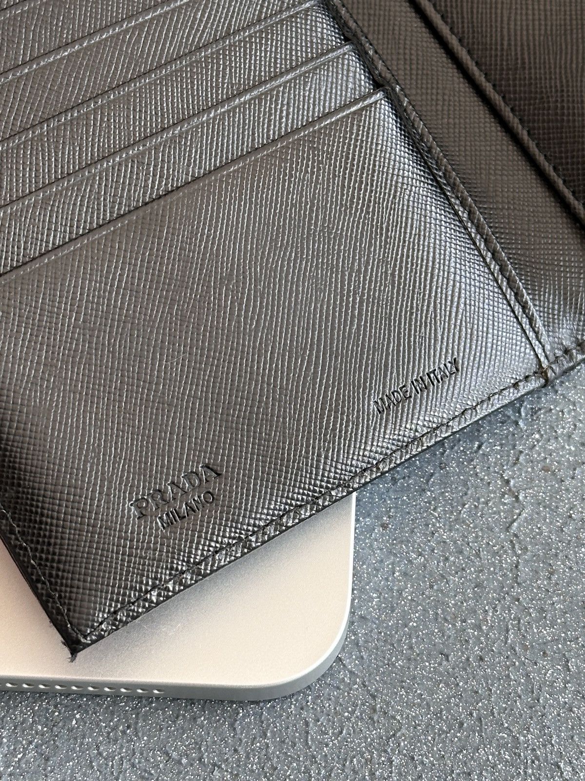 Prada PRADA Triangle Logo Tessuto and Saffiano Tri-Fold Wallet Size ONE SIZE - 7 Thumbnail