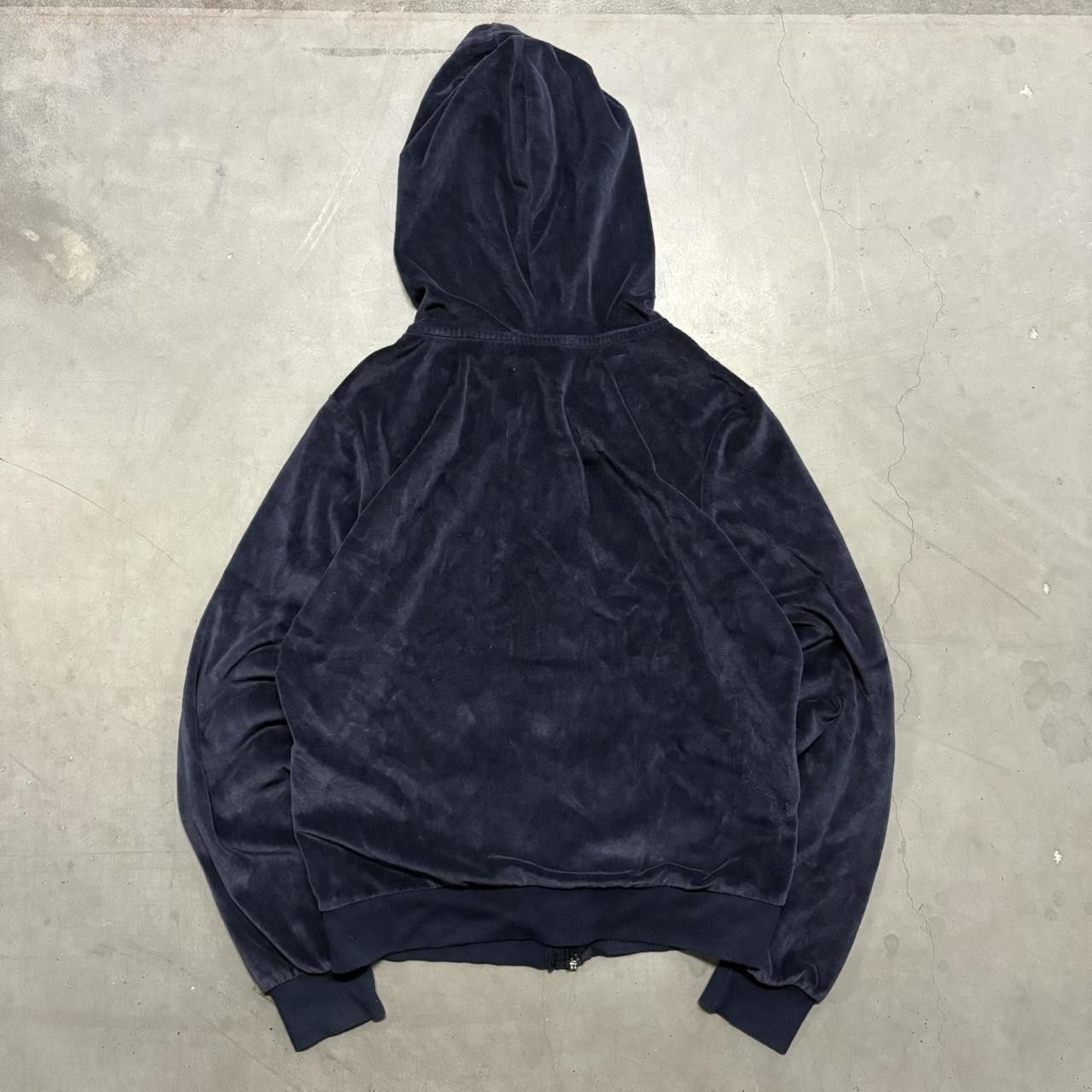 Vintage Crazy Vintage Y2K/2000s Blank Velour Navy Blue Zipup Hoodie! Size US M / EU 48-50 / 2 - 2 Thumbnail