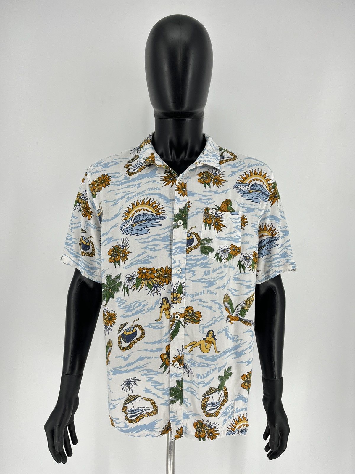 Quiksilver Vintage Crazy Quiksilver Hawaiian Sexy Girl Shirt Buttons Size US L / EU 52-54 / 3 - 2 Thumbnail