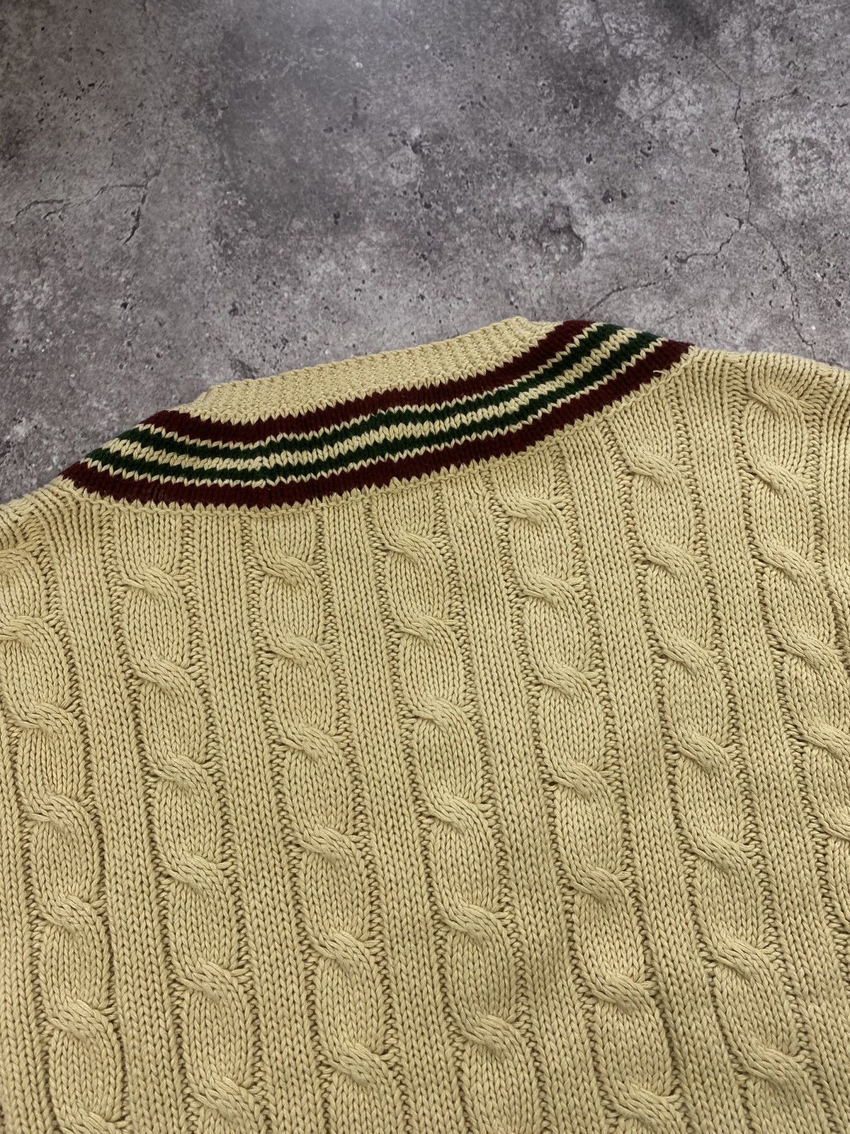 Polo Ralph Lauren × Vintage Vintage Polo by Ralph Lauren V-Neck Cable Knit Sweater Size US XXL / EU 58 / 5 - 7 Thumbnail