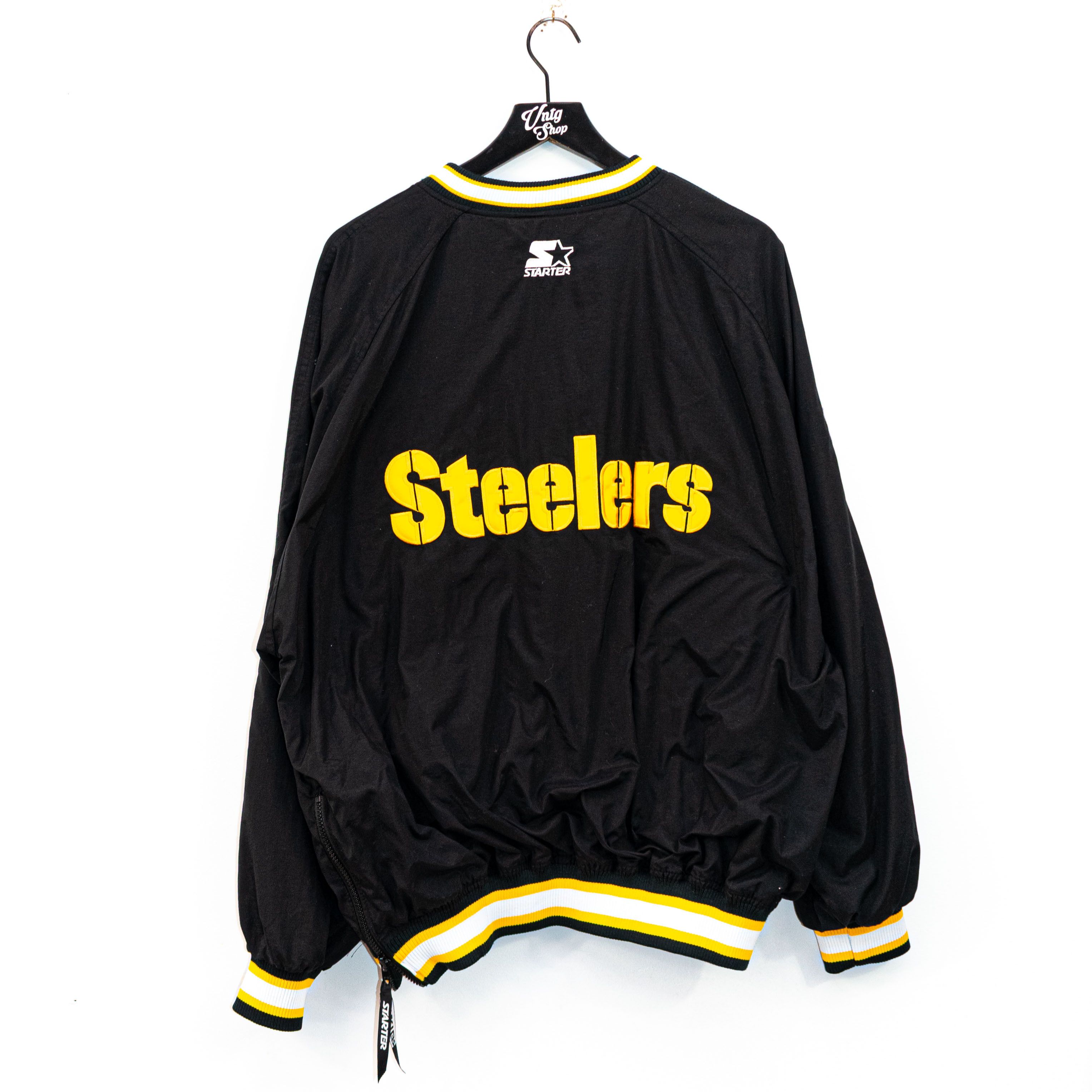 Vintage Pittsburgh Steelers Potlight Black Yellow Varsity Jacket Men’s Size  2XL